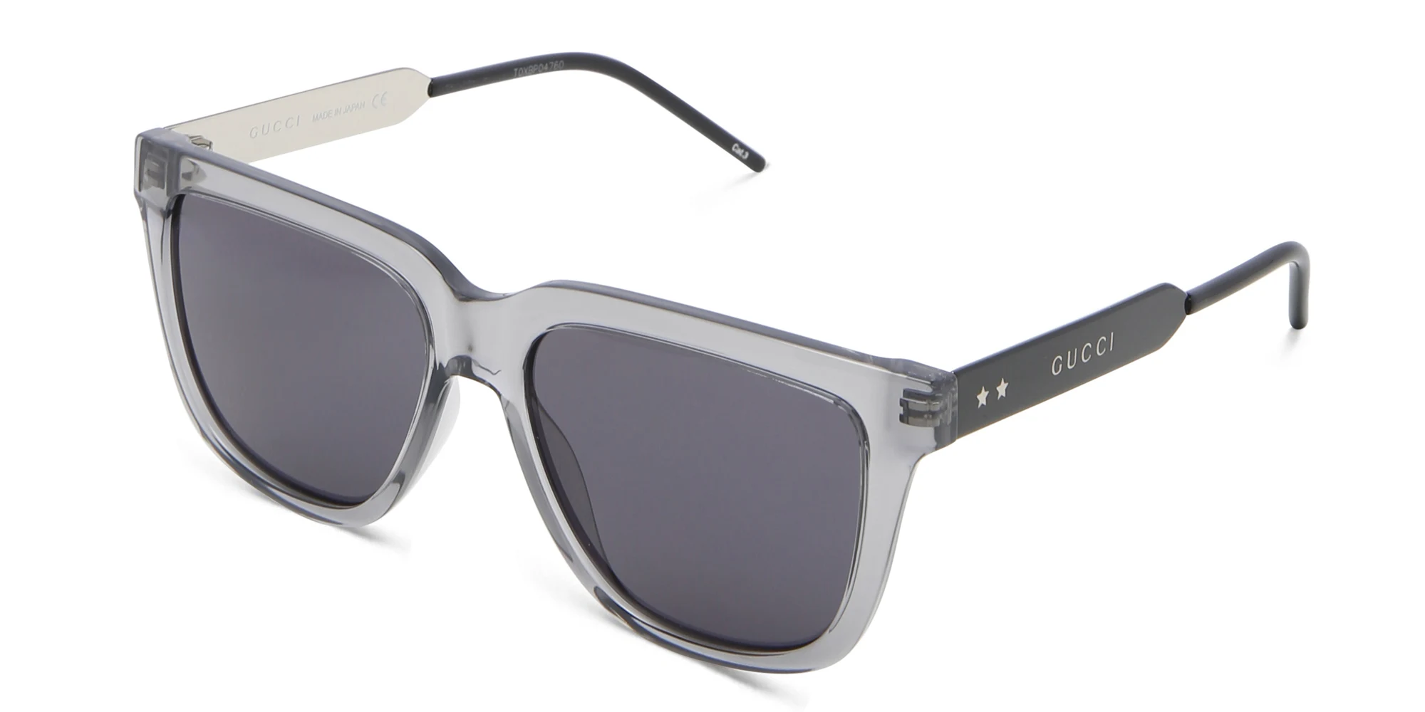 Shop GUCCI Rectangle Sunglasses in Black online.