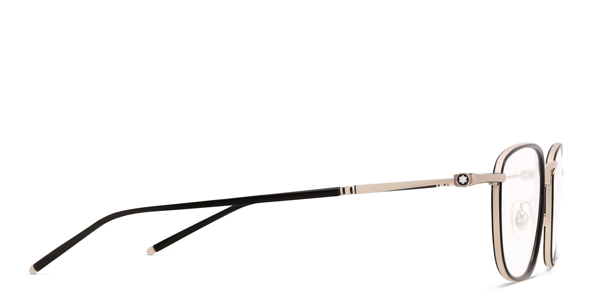 Shop MONTBLANC Square Eyeglasses in Silver Black online.