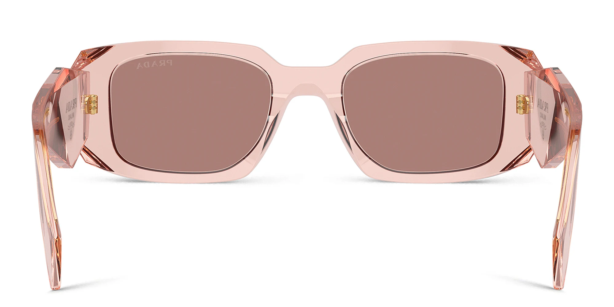 Shop PRADA Logo Rectangle Sunglasses in Transparent Peach online.