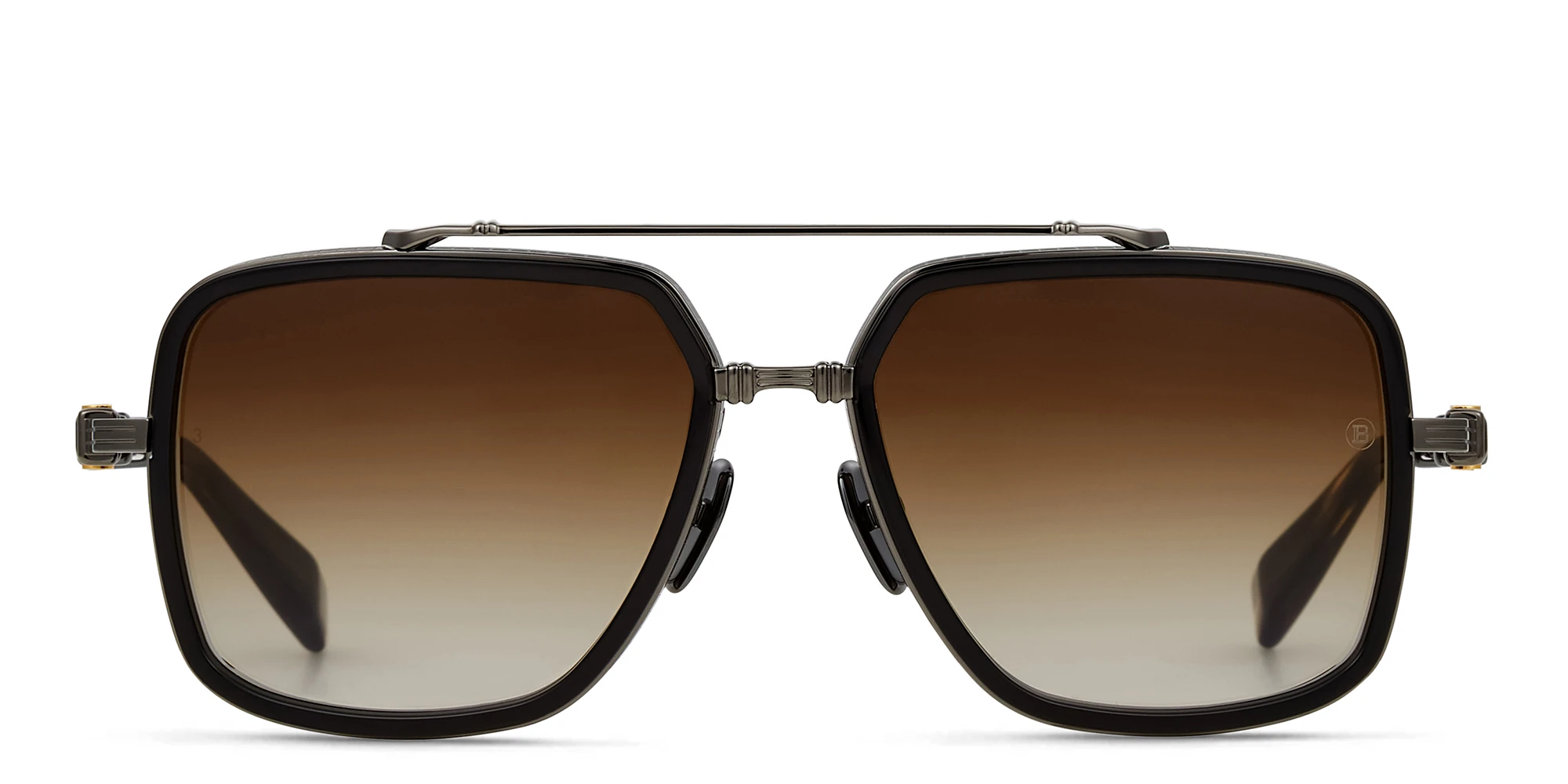 Shop BALMAIN Officier Unisex Square Sunglasses in Black online.
