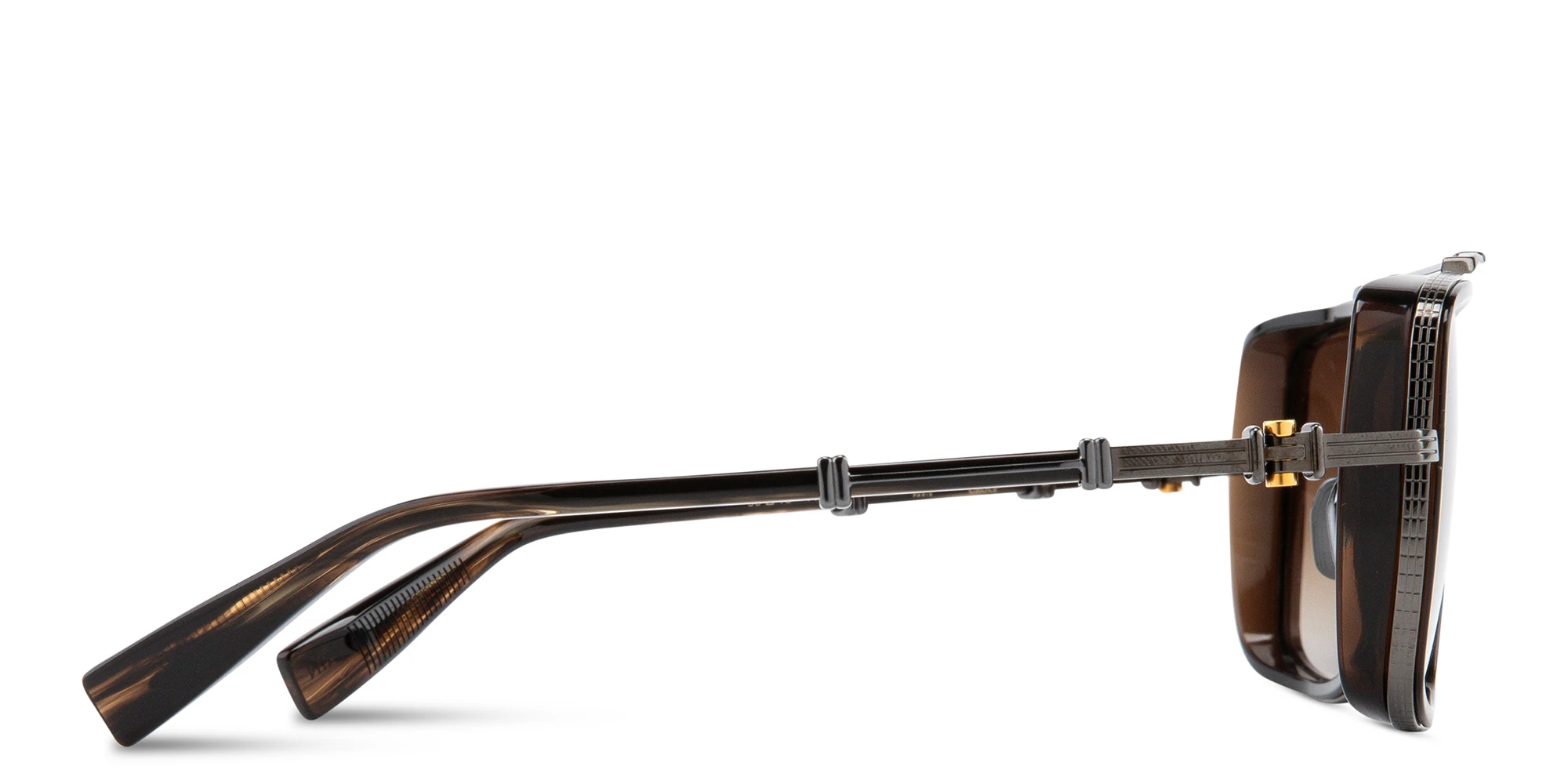 Shop BALMAIN Officier Unisex Square Sunglasses in Black online.