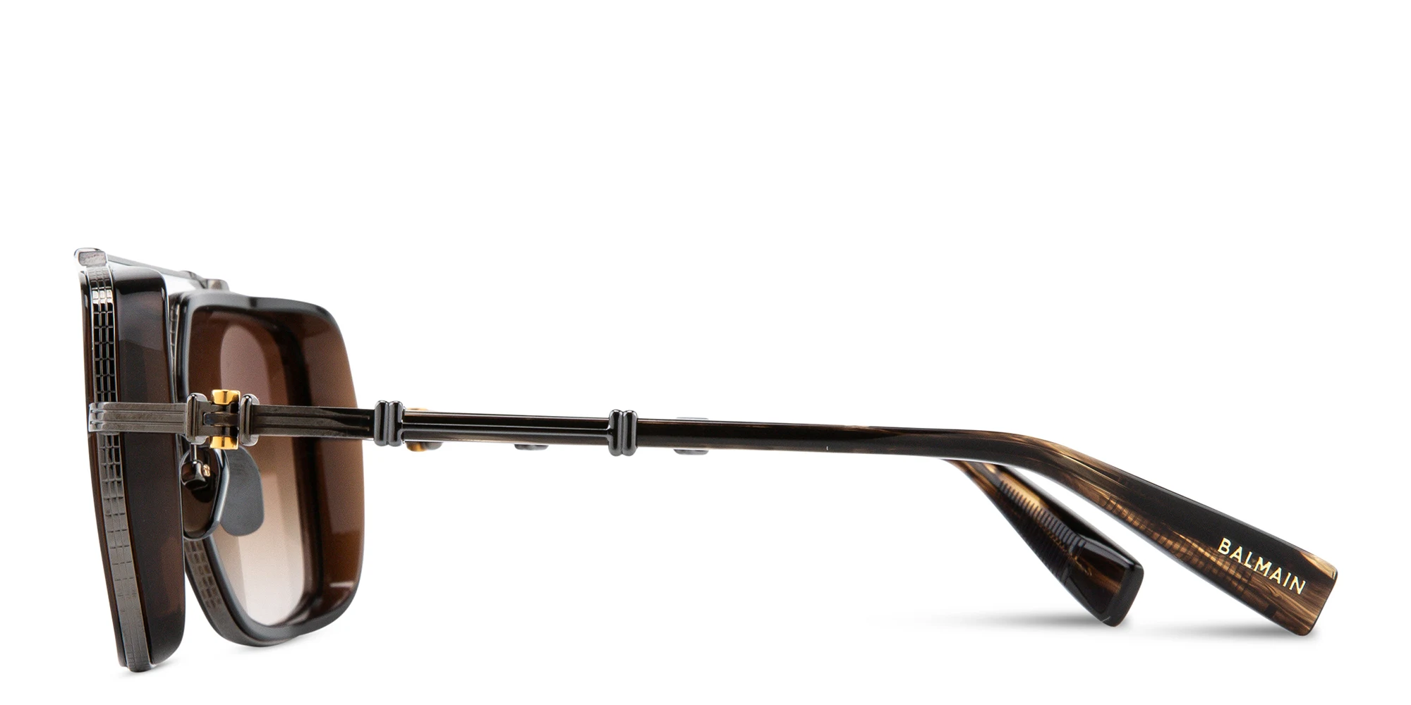 Shop BALMAIN Officier Unisex Square Sunglasses in Black online.