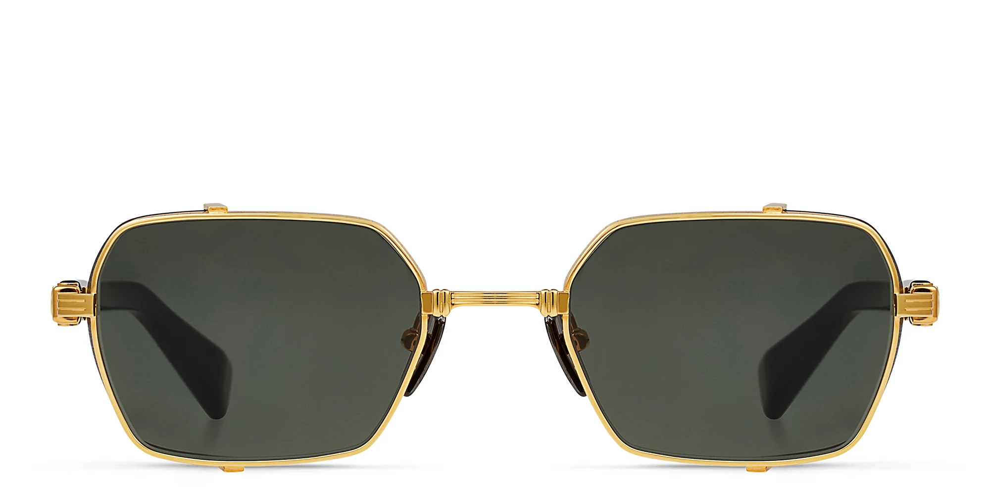 Shop BALMAIN Brigade-III Unisex Rectangle Sunglasses in Gold online.