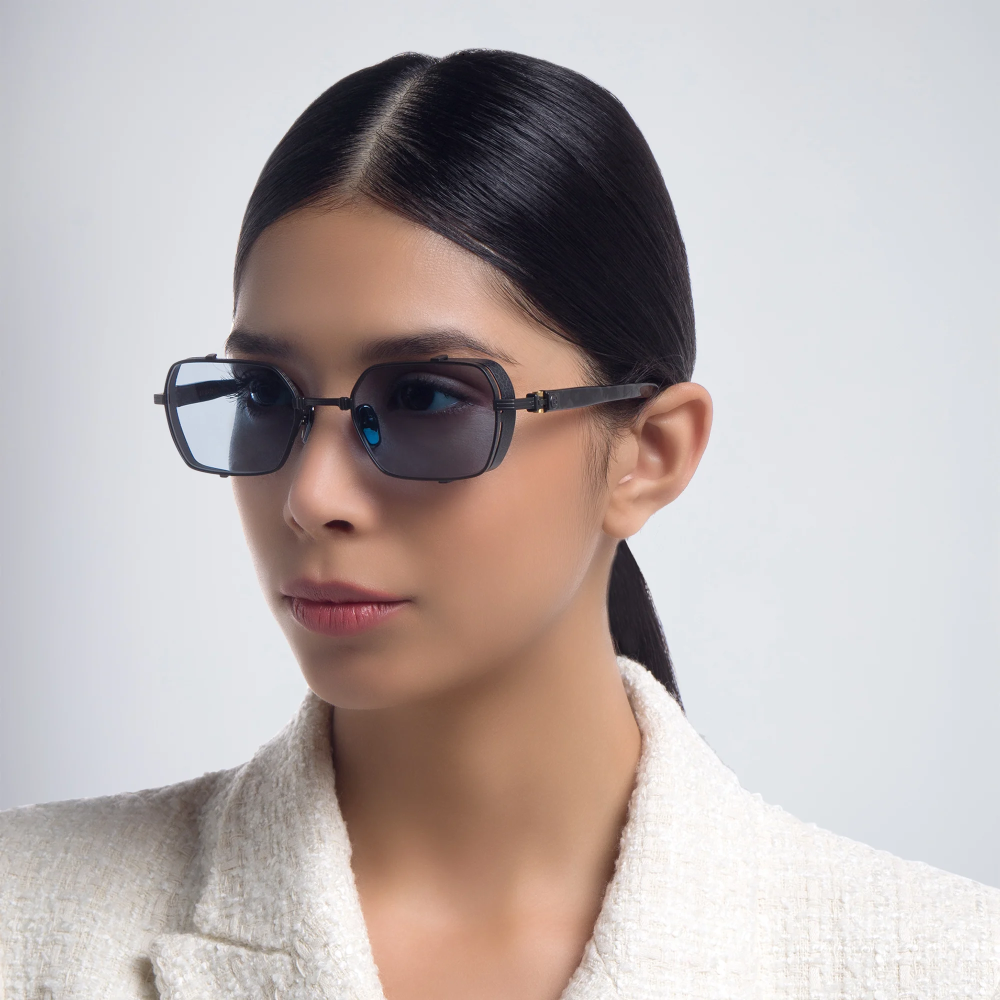 Shop BALMAIN Brigade-III Unisex Rectangle Sunglasses in Black online.