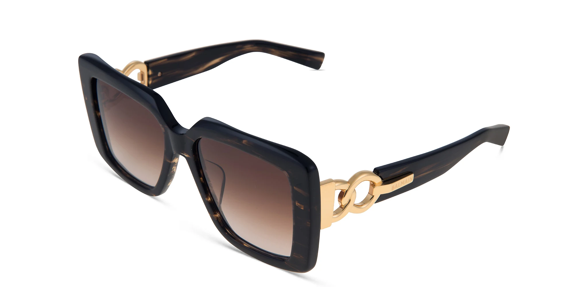 Shop BALMAIN La Royale Square Sunglasses in Brown online.