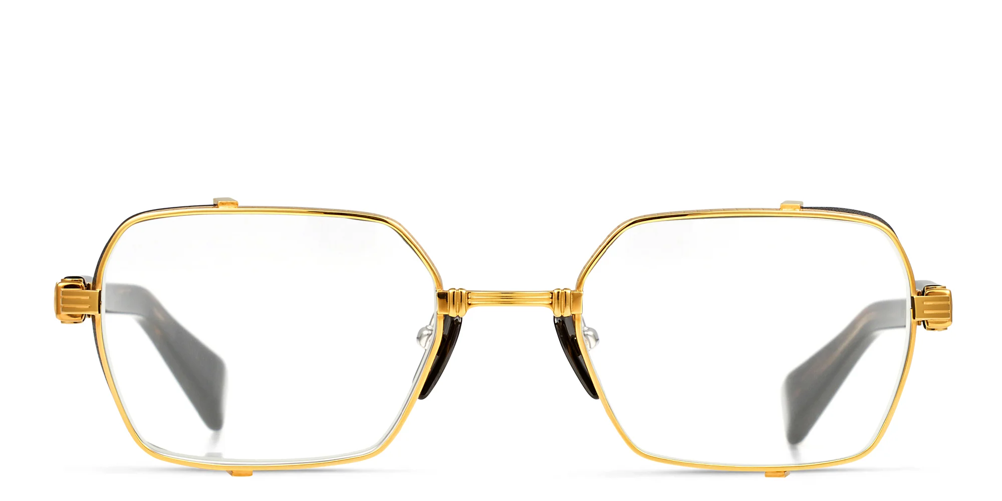 Shop BALMAIN Brigade-III Unisex Rectangle Eyeglasses in Gold online.