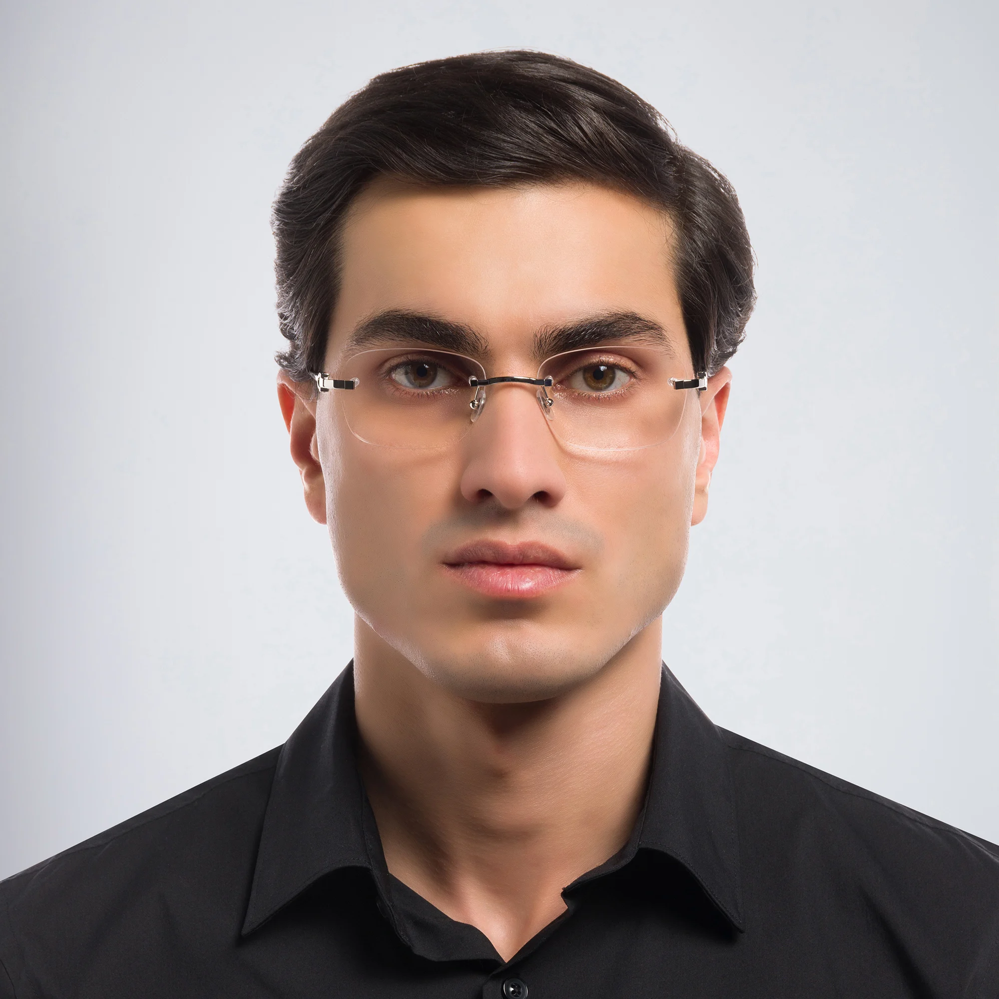 Shop Cartier Signature 'C'de Cartier Rimless Eyeglasses in Silver online.