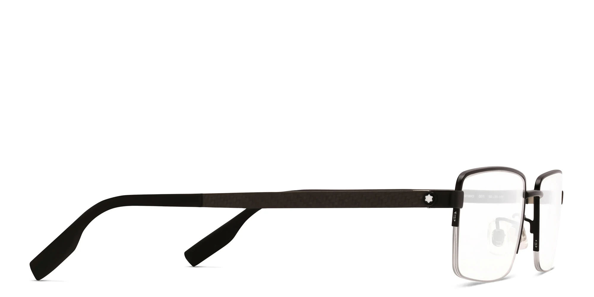 Shop MONTBLANC Half Rim Wide Rectangle Eyeglasses in Black online.