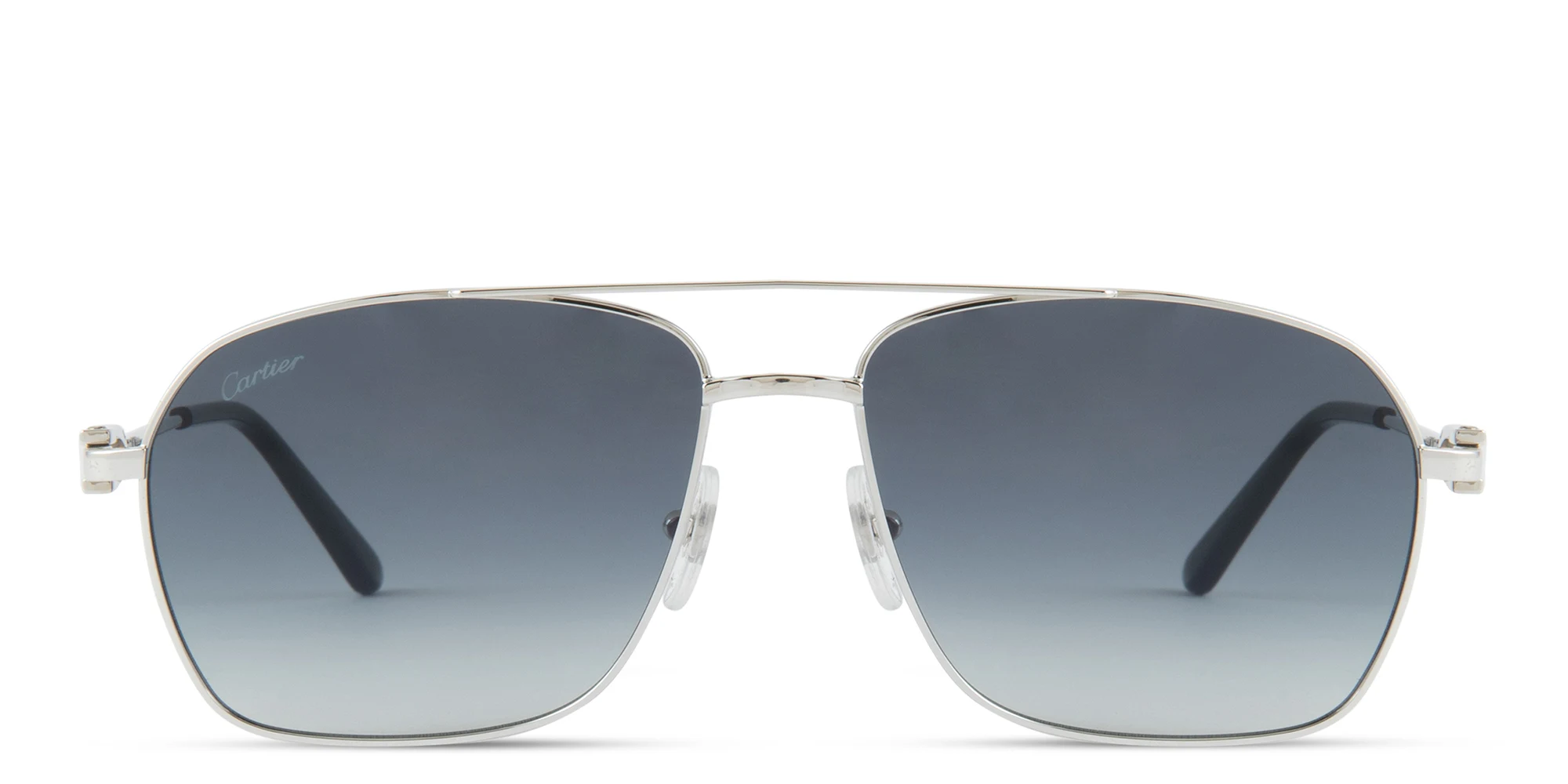 Shop Cartier Signature C de Cartier Pilot Sunglasses in Silver online.
