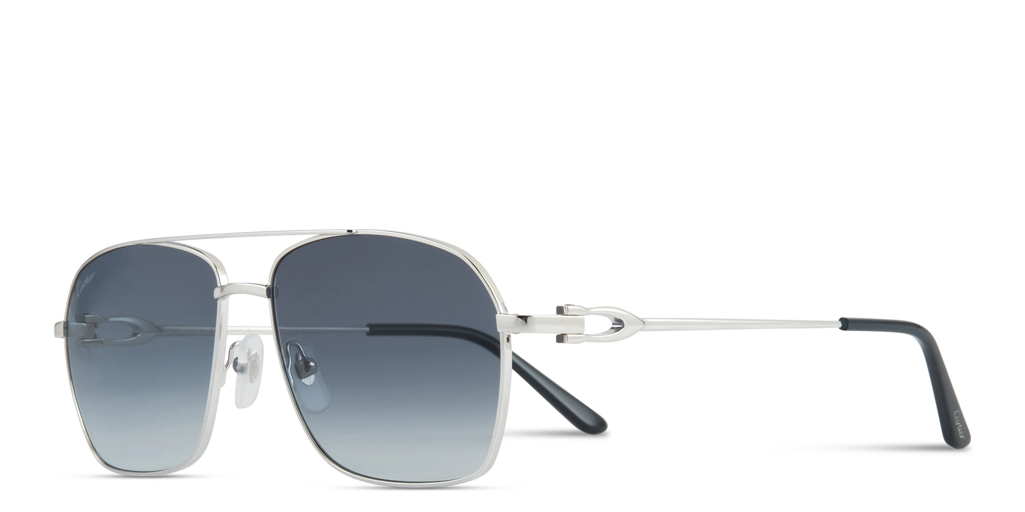 Shop Cartier Signature C de Cartier Pilot Sunglasses in Silver online.