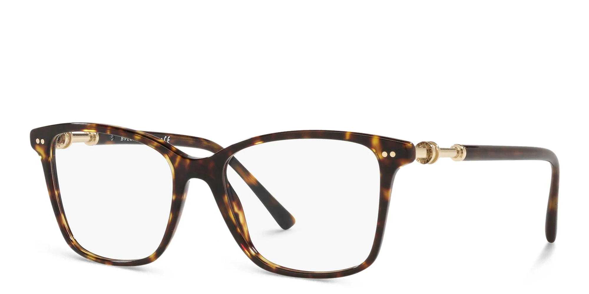Shop BVLGARI Square Eyeglasses in Havana online.