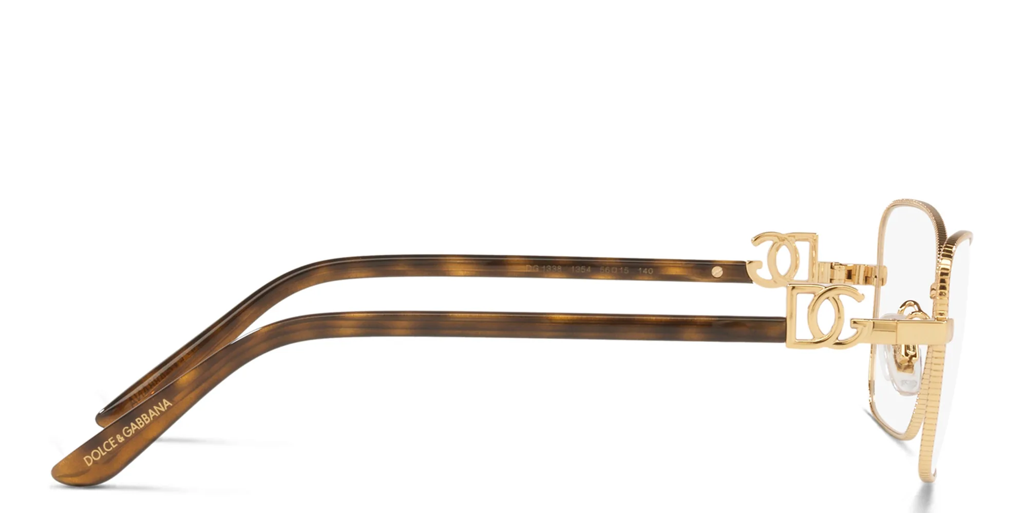 Shop Dolce & Gabbana Wide Cat-Eye Eyeglasses in Gold online.