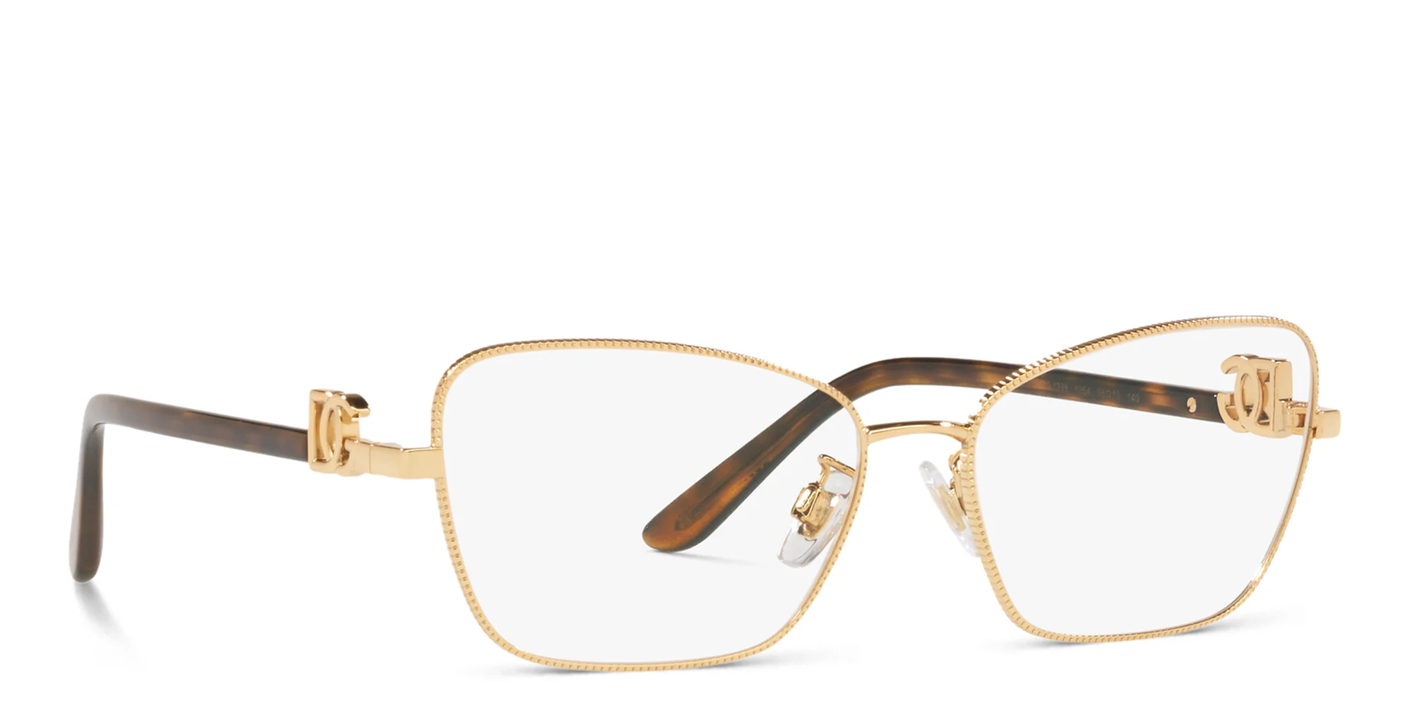 Shop Dolce & Gabbana Wide Cat-Eye Eyeglasses in Gold online.
