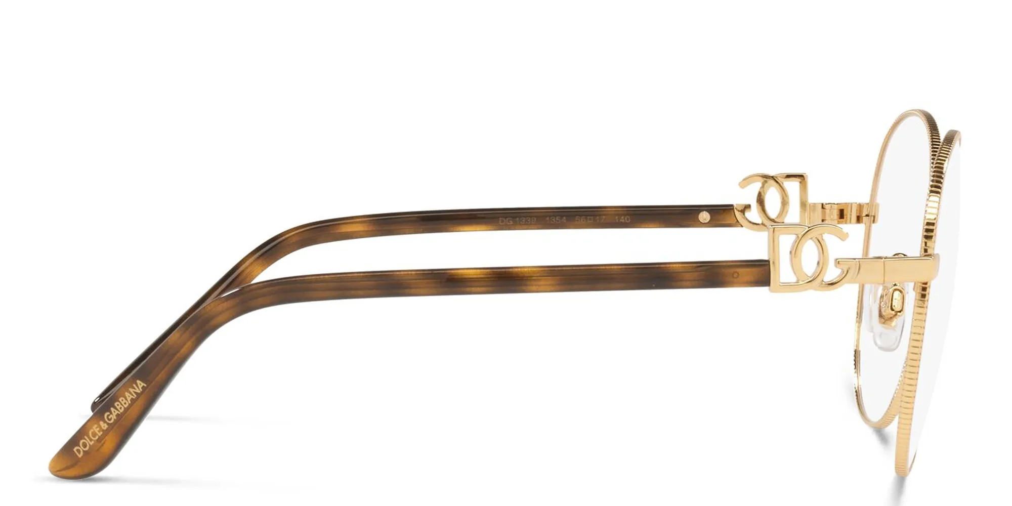 Shop Dolce & Gabbana Wide Round Eyeglasses in Gold online.
