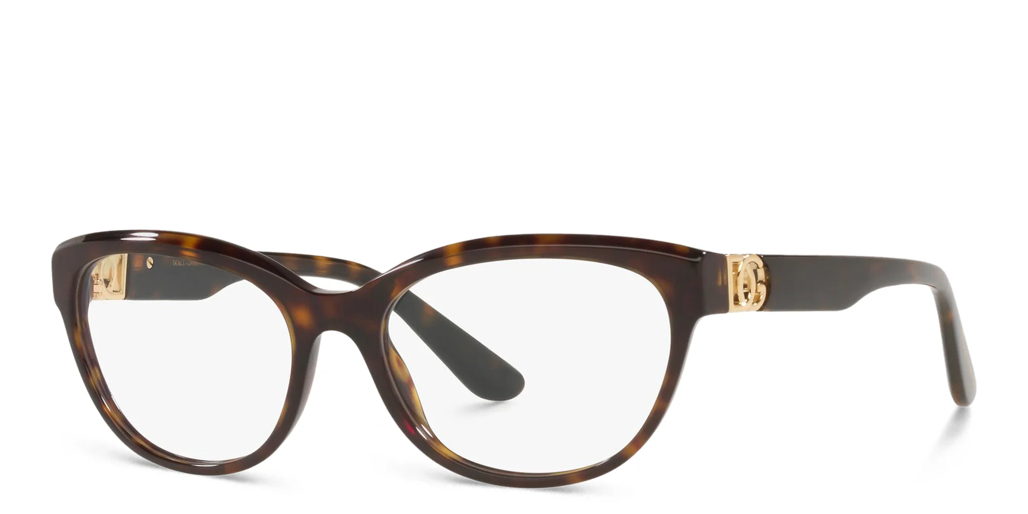 Shop Dolce & Gabbana Wide Cat Eye Eyeglasses in Havana online.