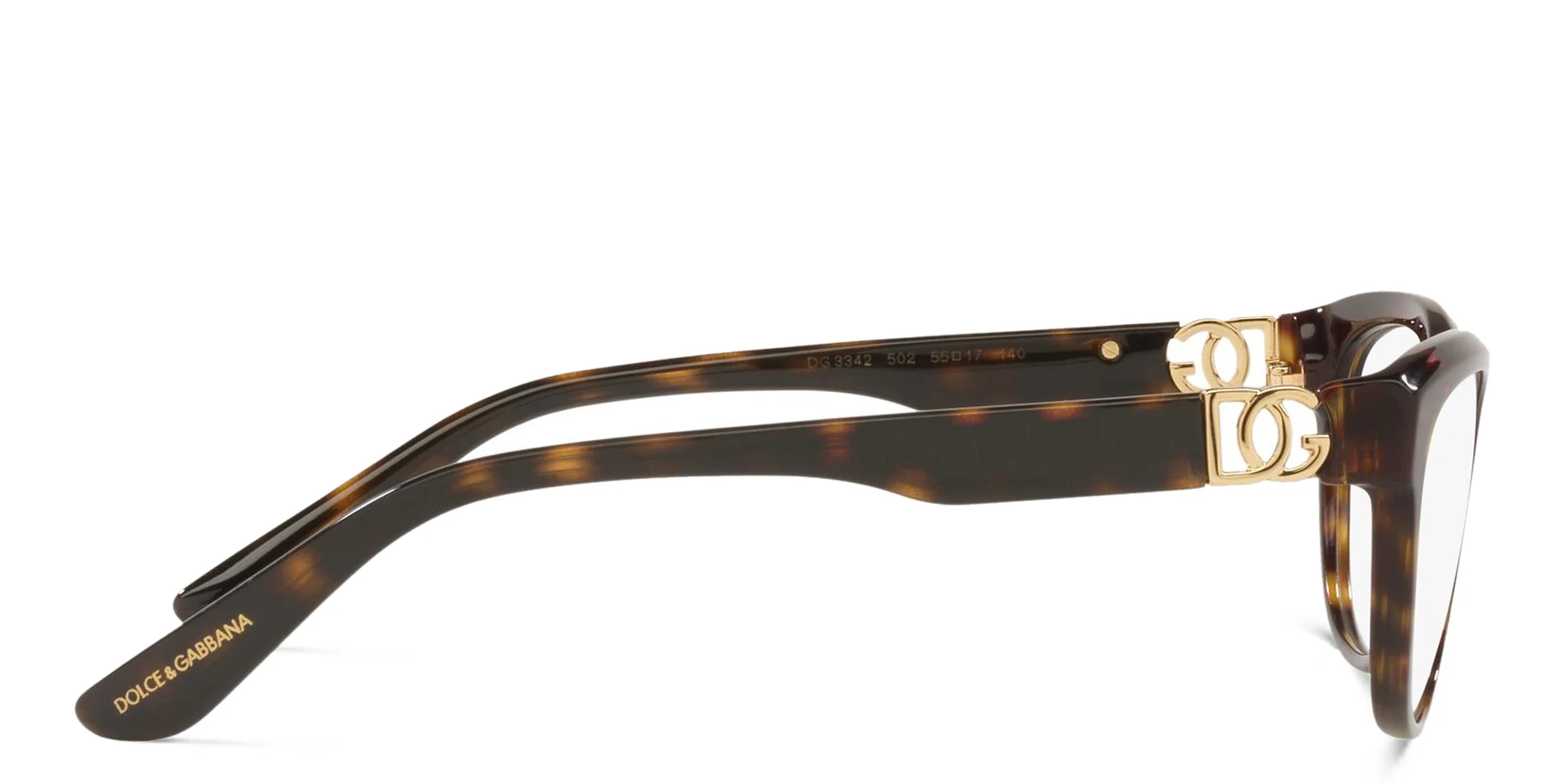 Shop Dolce & Gabbana Wide Cat Eye Eyeglasses in Havana online.