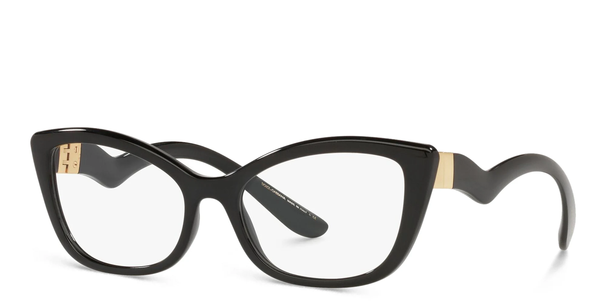Shop Dolce & Gabbana Wide Cat Eye Eyeglasses in Black online.