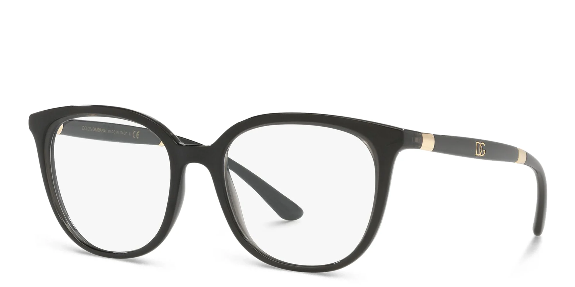 Shop Dolce & Gabbana Square Eyeglasses in Black/Transparent Black online.