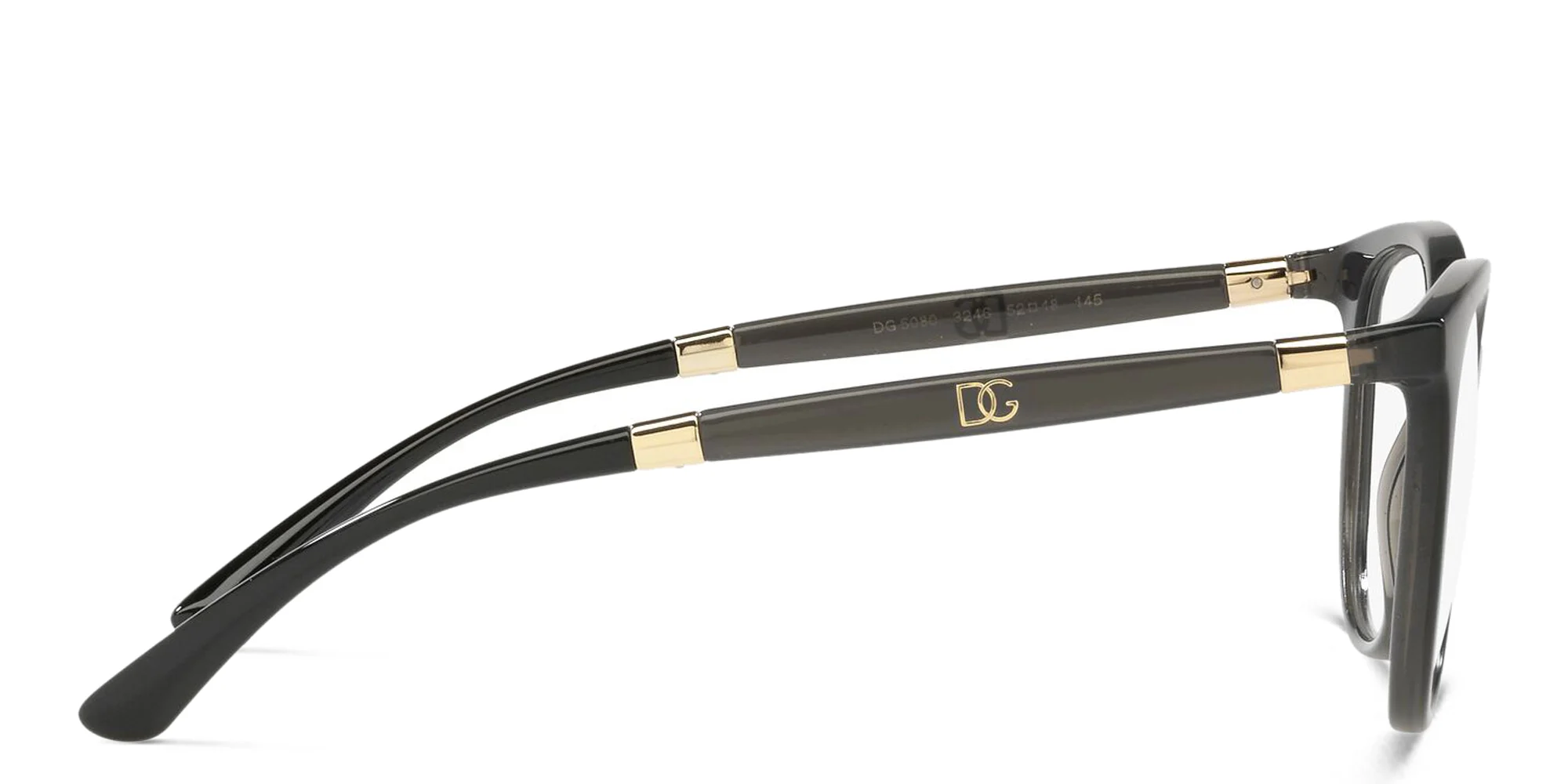 Shop Dolce & Gabbana Square Eyeglasses in Black/Transparent Black online.