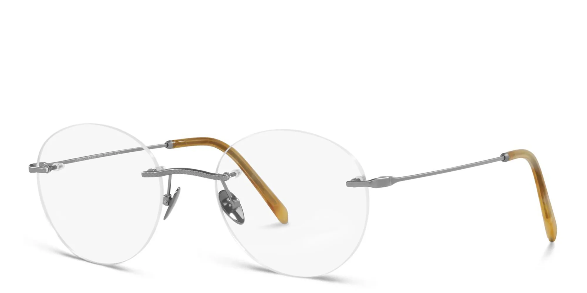 Shop GIORGIO ARMANI Unisex Rimless Round Eyeglasses in Matte Gunmetal online.