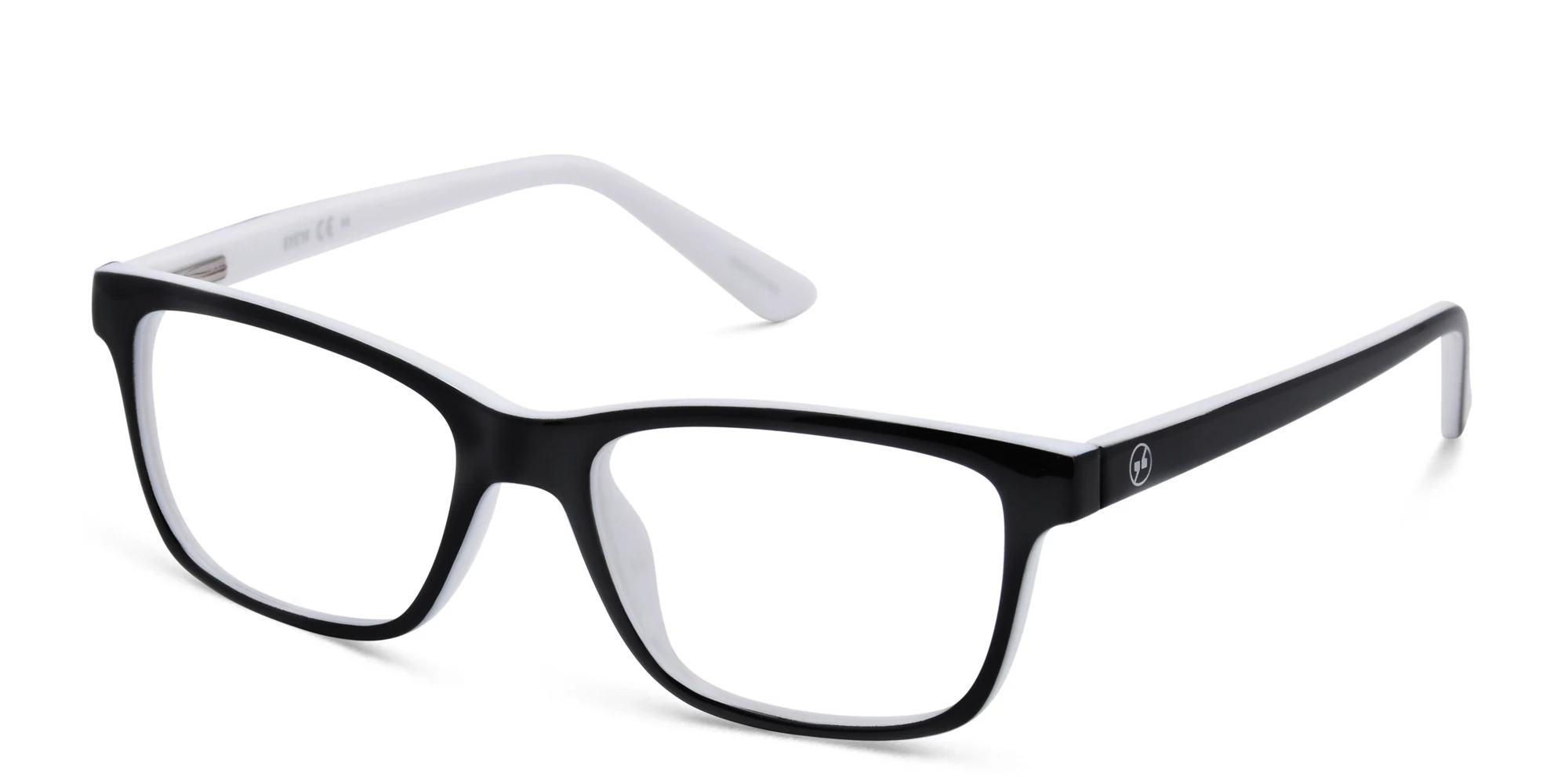 Shop EYE'M Kids Rectangle Eyeglasses in Double Layer Black & White online.