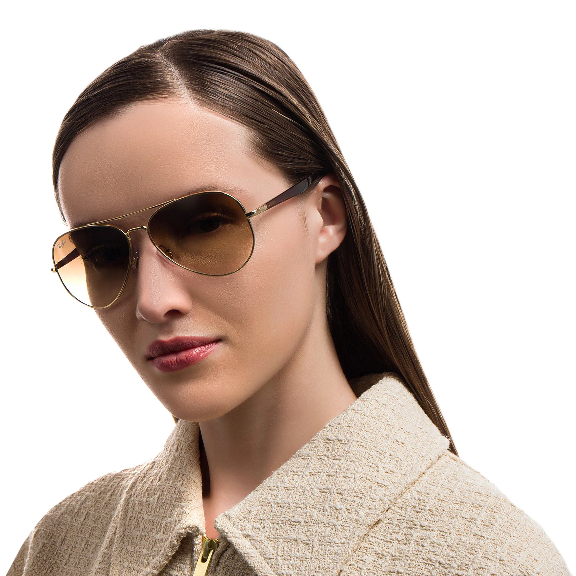 Shop Ray-Ban Unisex Pilot Sunglasses in Gold online.