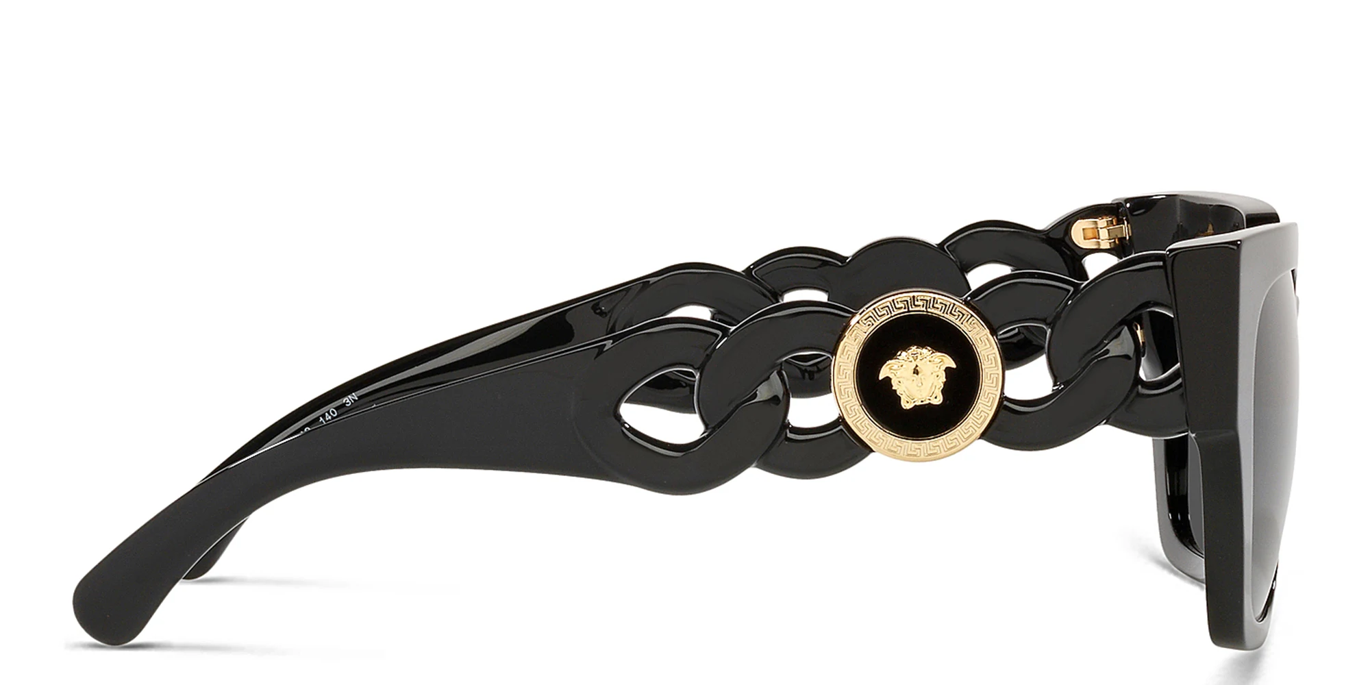 Shop VERSACE Medusa Chain Square Sunglasses in Black online.