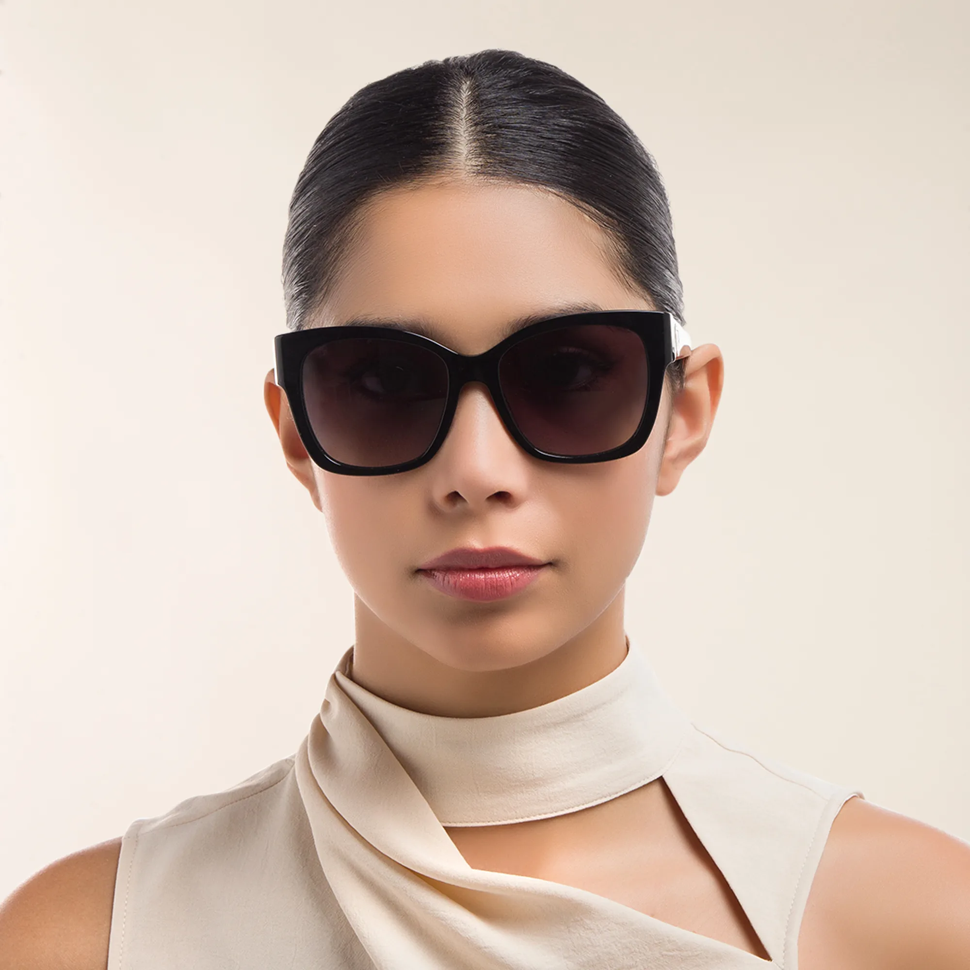 Shop BURBERRY Square Sunglasses in Black online.
