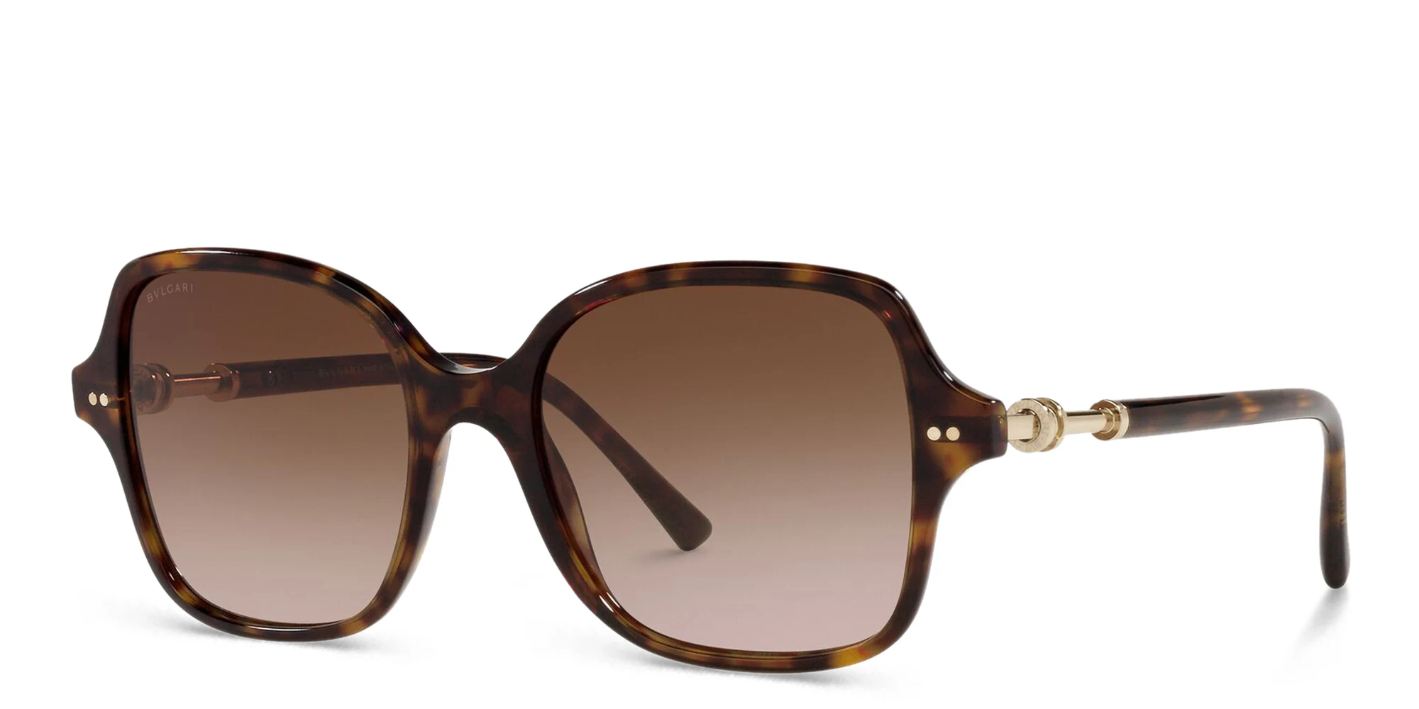 Shop BVLGARI Square Sunglasses in Havana online.