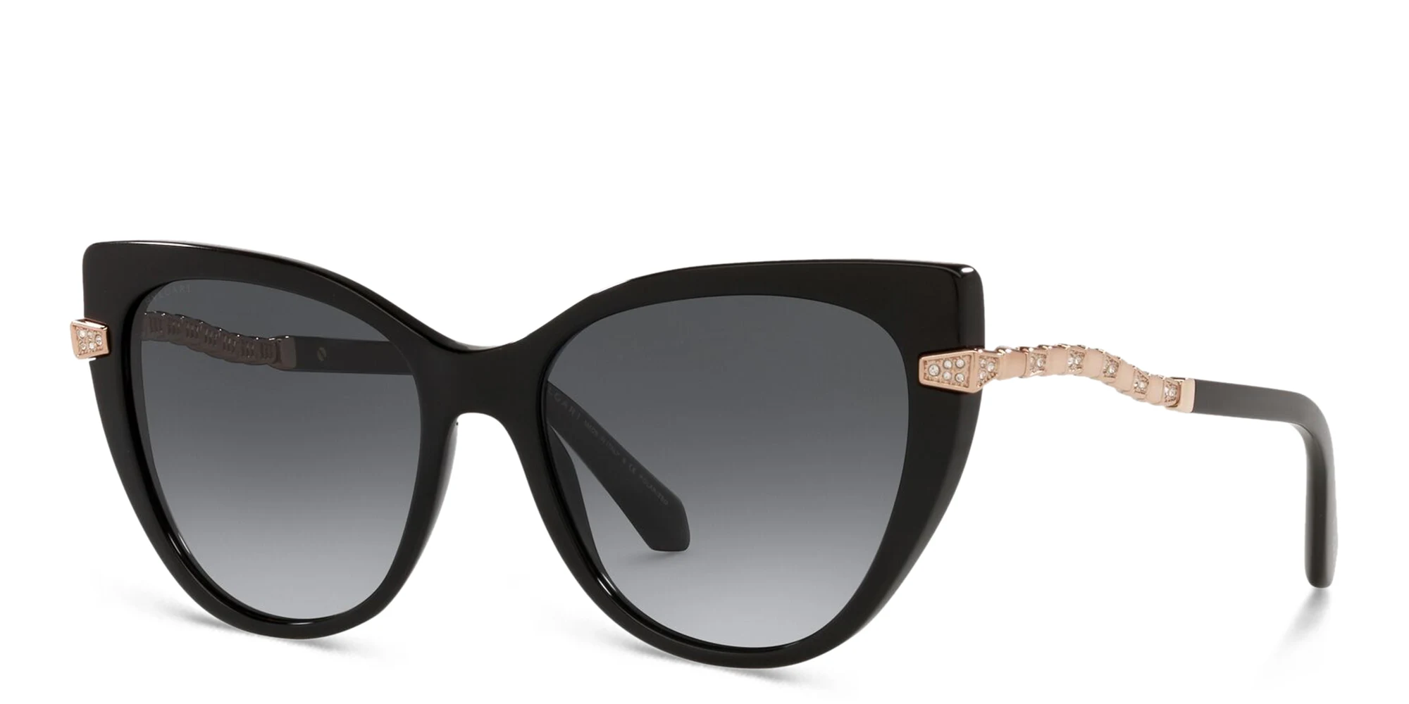 Shop BVLGARI Cat Eye Sunglasses in Black online.