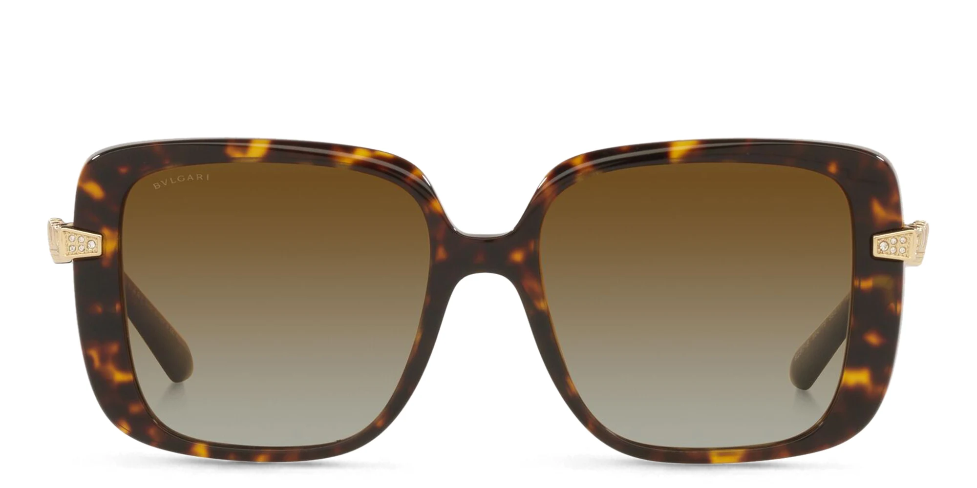 Shop BVLGARI Square Sunglasses in Havana online.