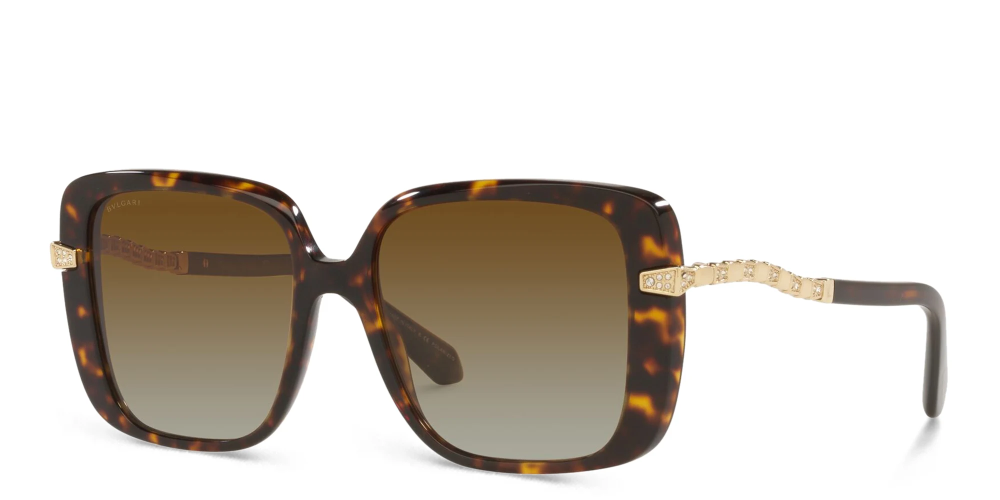 Shop BVLGARI Square Sunglasses in Havana online.