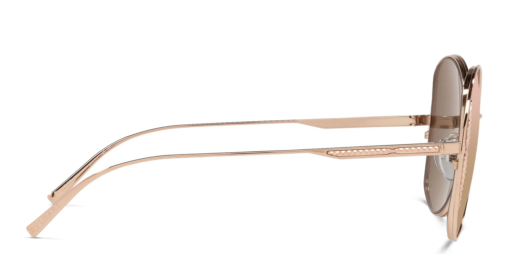 Shop BVLGARI Round Sunglasses in Pink Gold online.