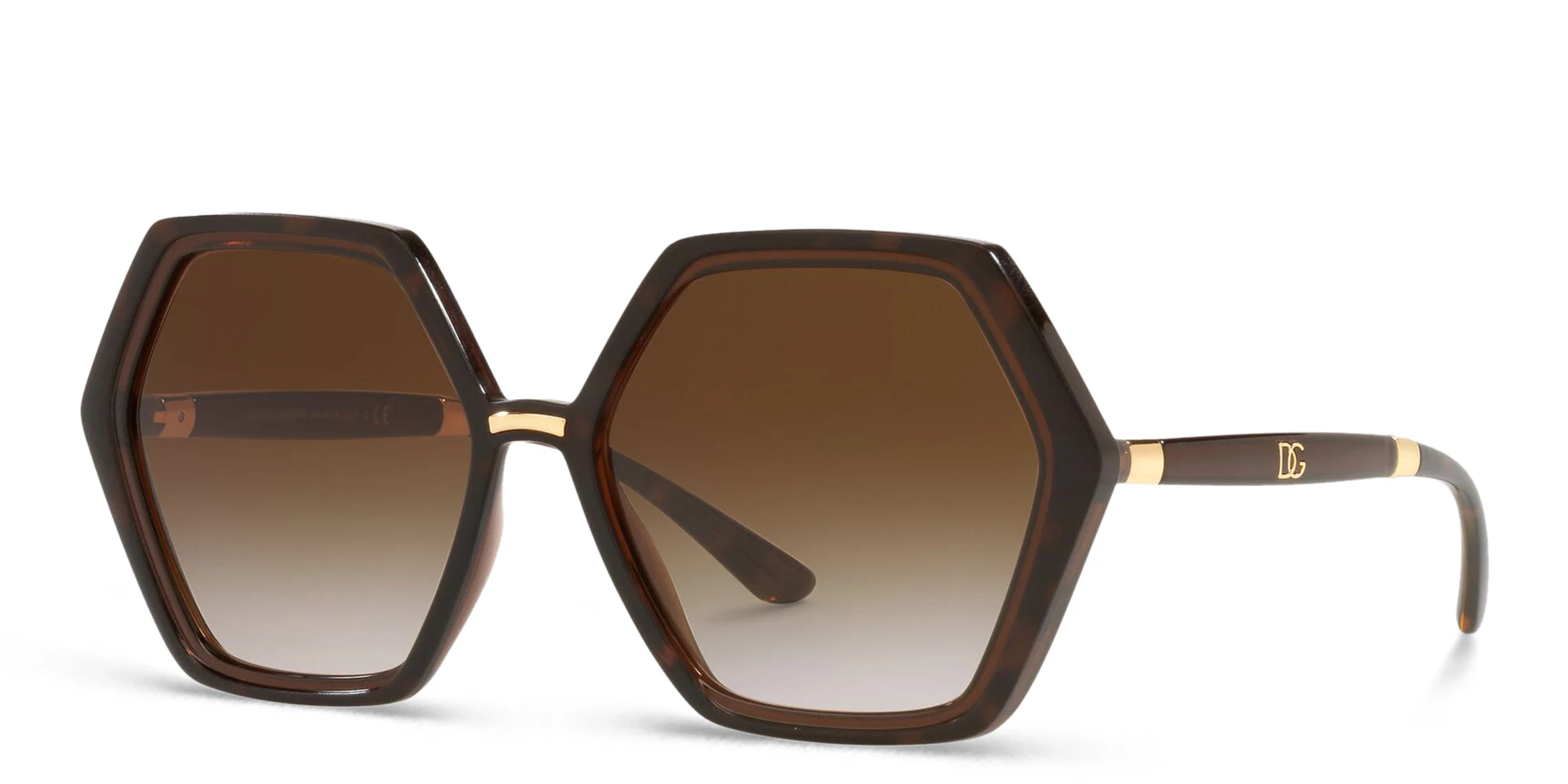 Shop Dolce & Gabbana Irregular Sunglasses in Havana online.