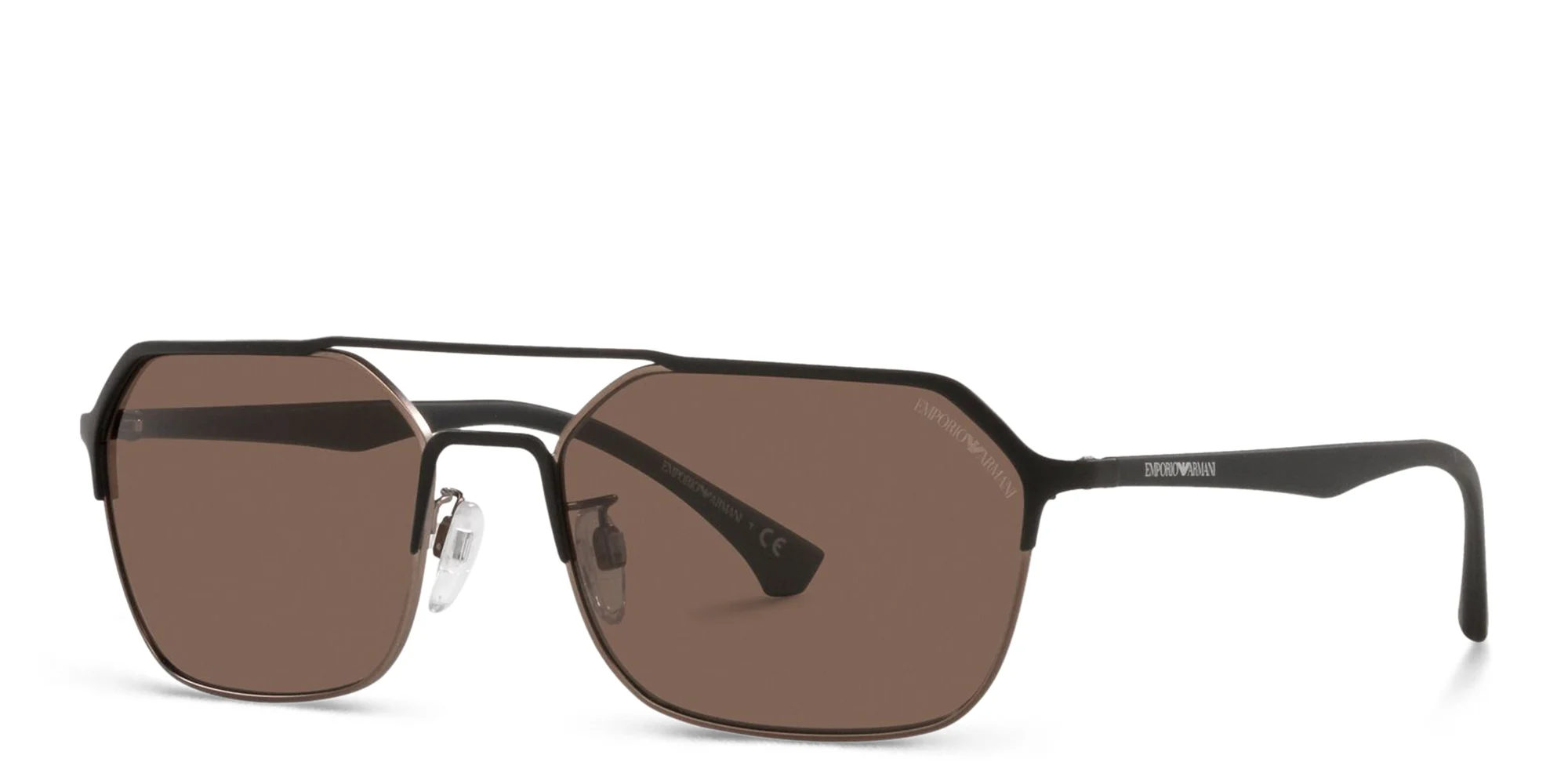 Shop Emporio Armani Irregular Sunglasses in Black online.