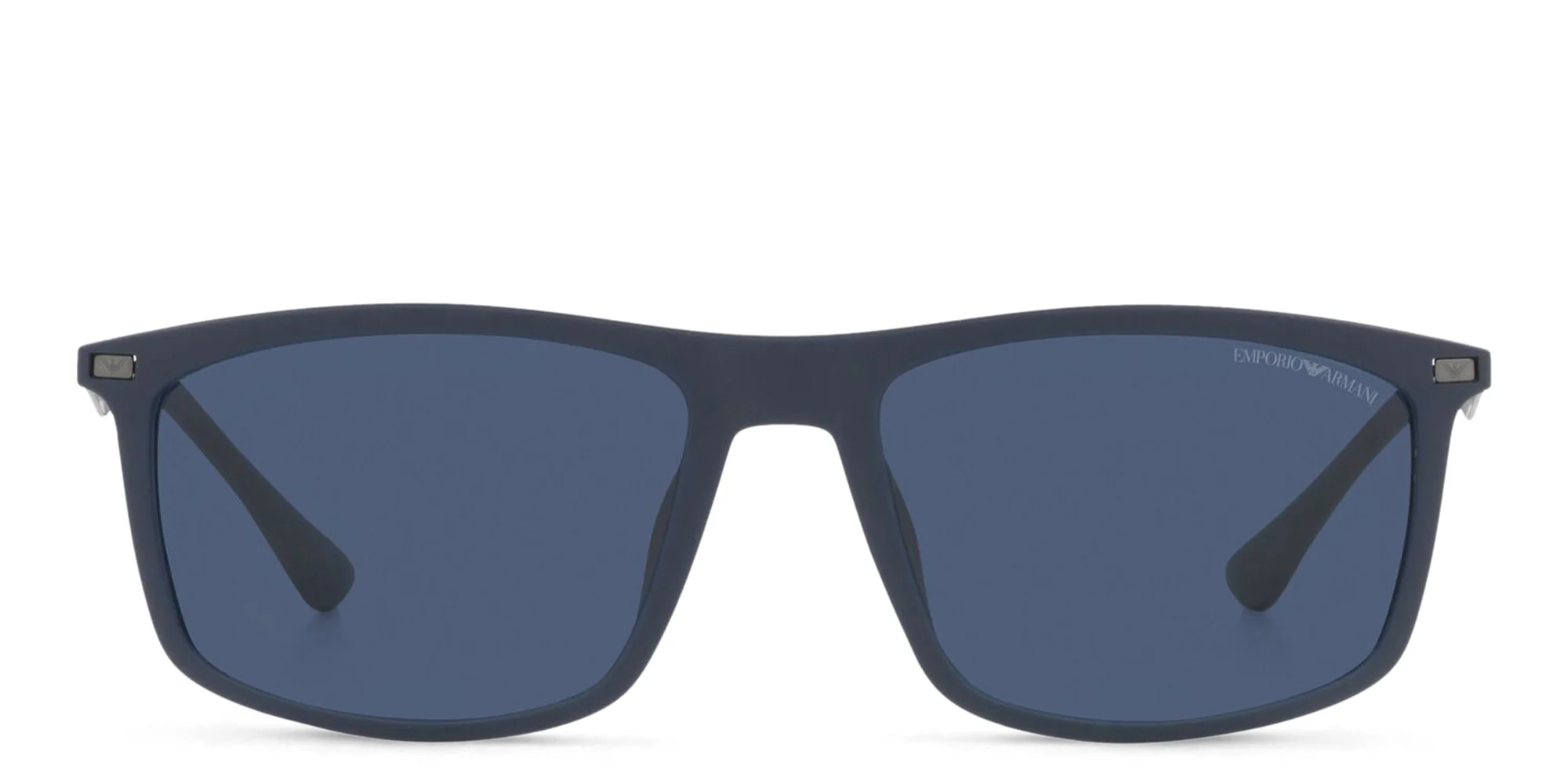 Shop Emporio Armani Rectangle Sunglasses in Matte Blue online.
