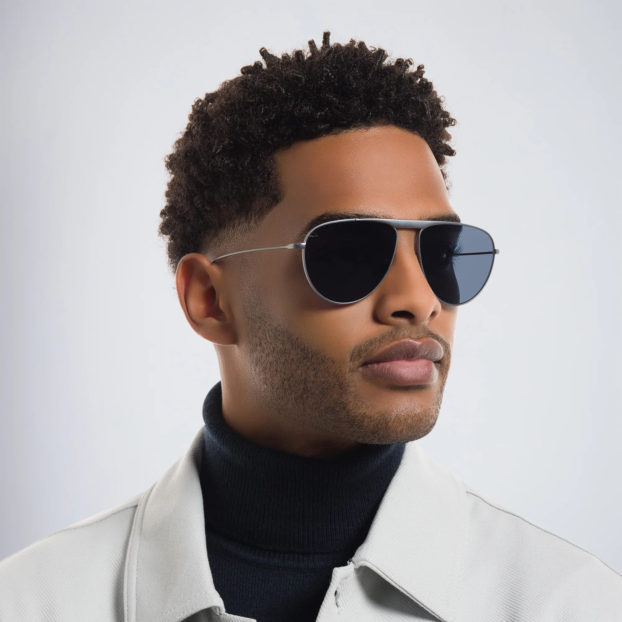 Shop GIORGIO ARMANI Aviator Sunglasses in Matte Gunmetal online.