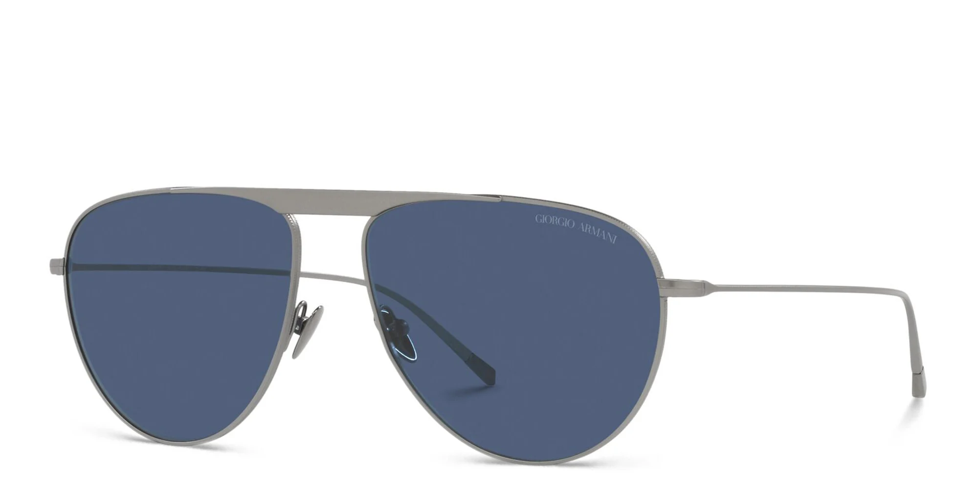 Shop GIORGIO ARMANI Aviator Sunglasses in Matte Gunmetal online.