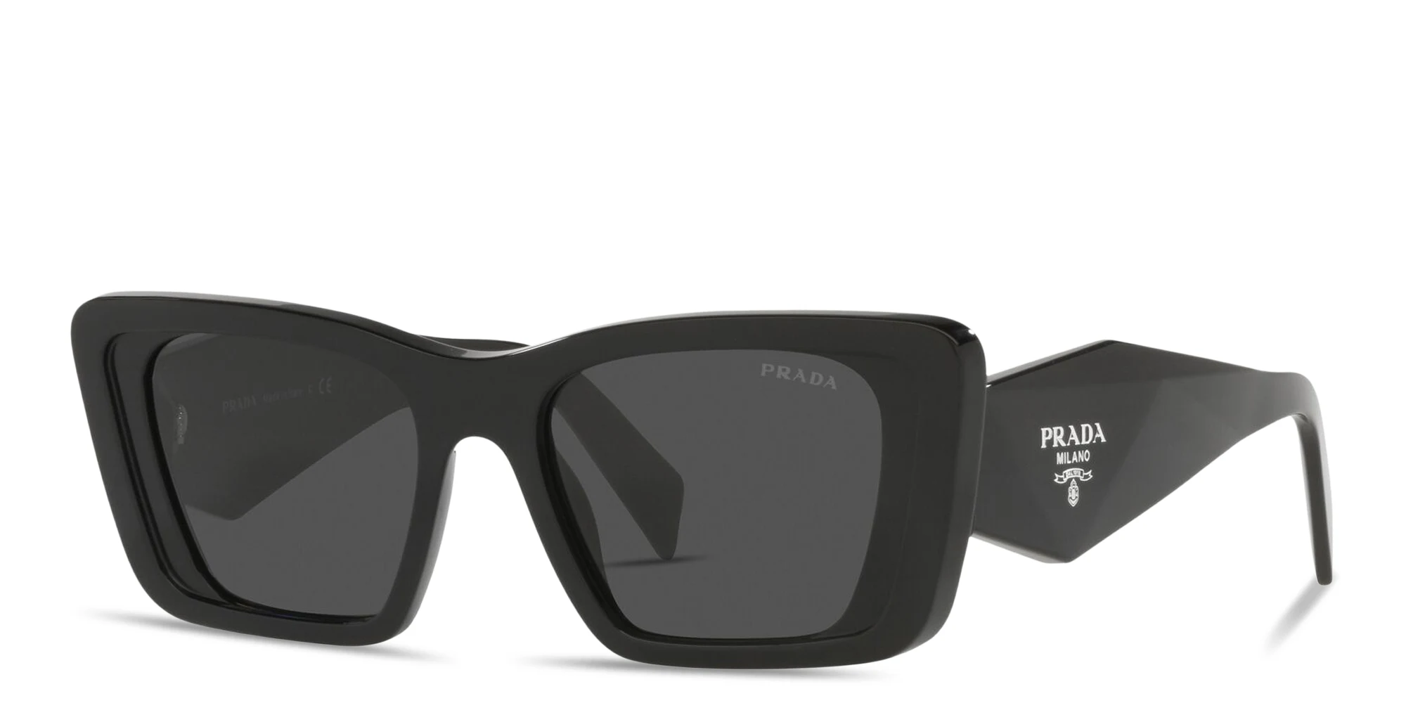 Shop PRADA Logo Signature Butterfly Sunglasses in Black online.