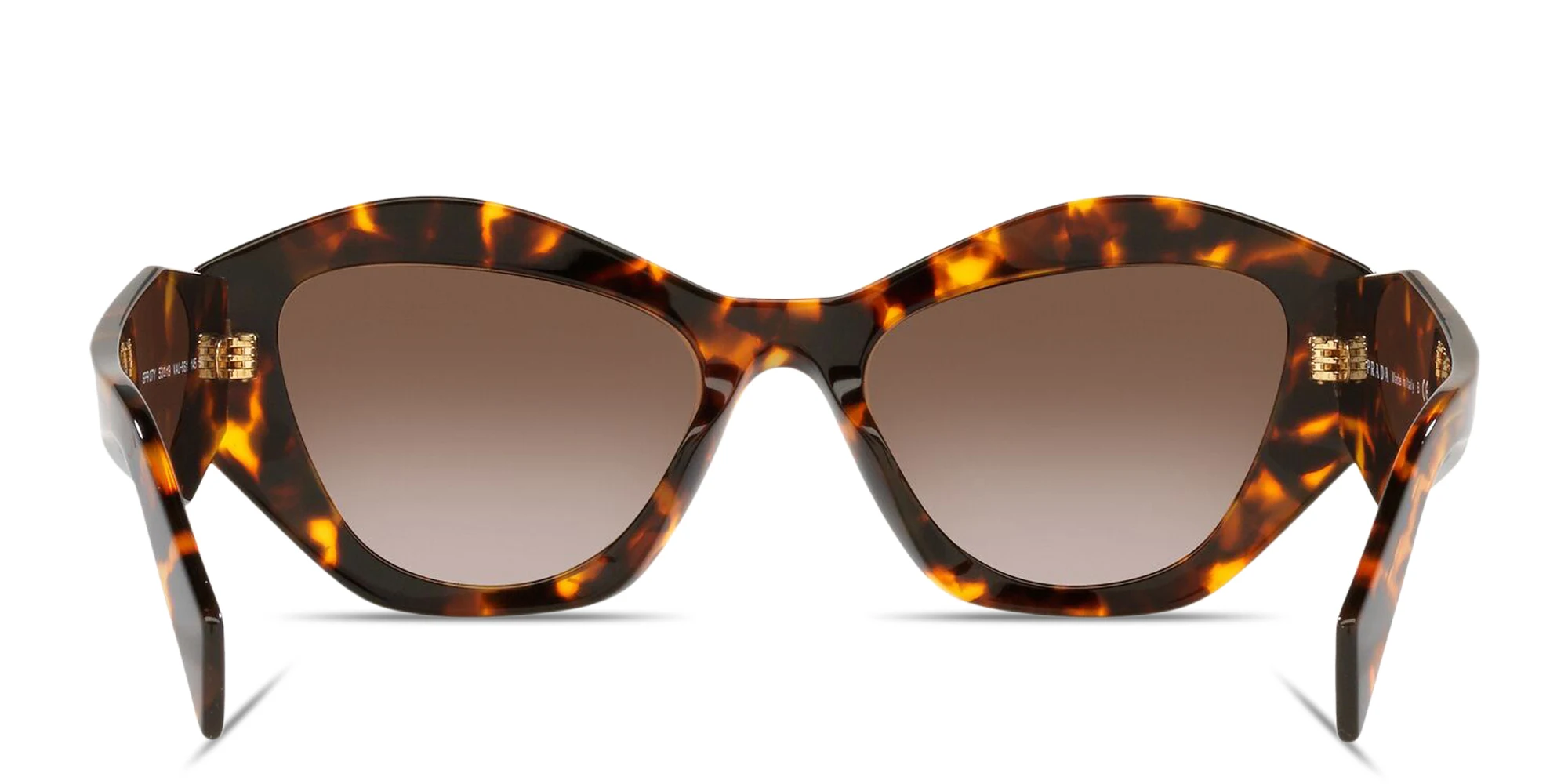 Shop PRADA Logo Signature Irregular Sunglasses in Havana online.