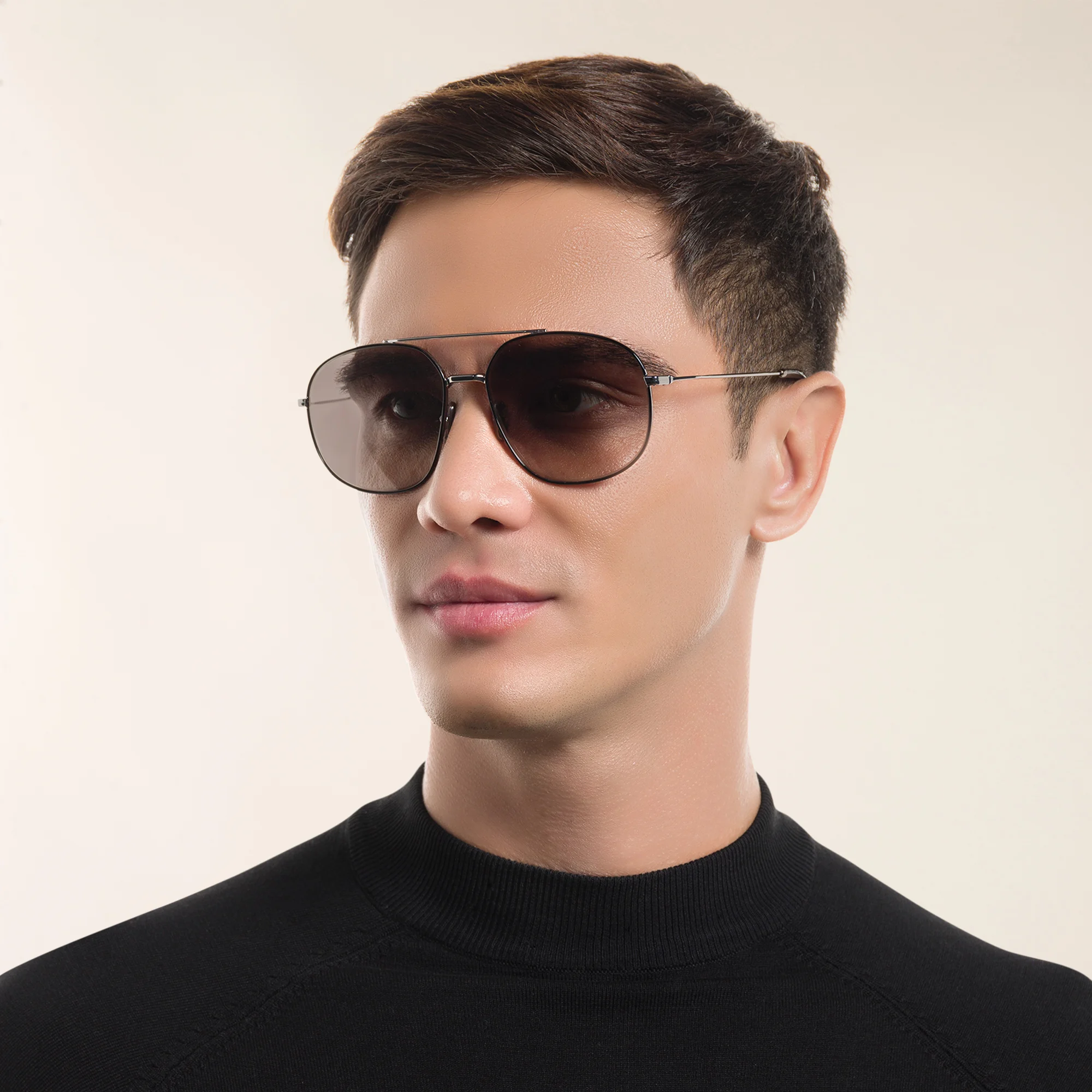 Shop PRADA Aviator Sunglasses in Black online.