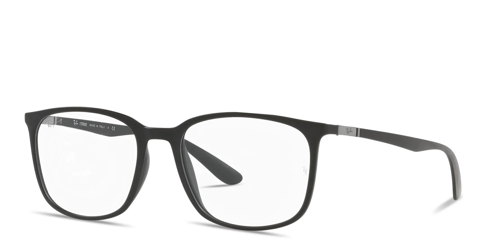 Shop Ray-Ban Optics Unisex Square Eyeglasses in Shiny Black online.