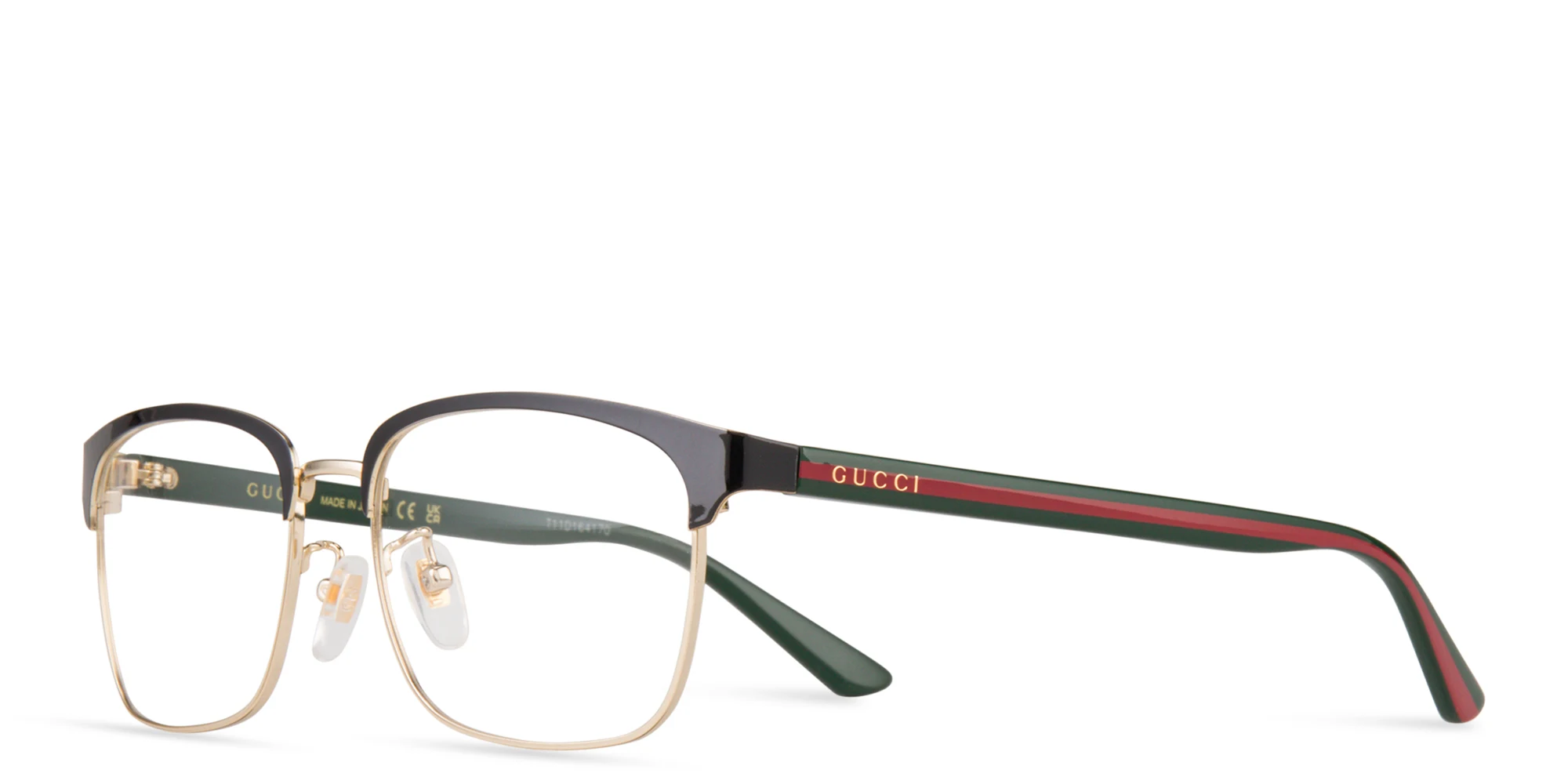 Shop GUCCI Wide Rectangle Eyeglasses in Black online.