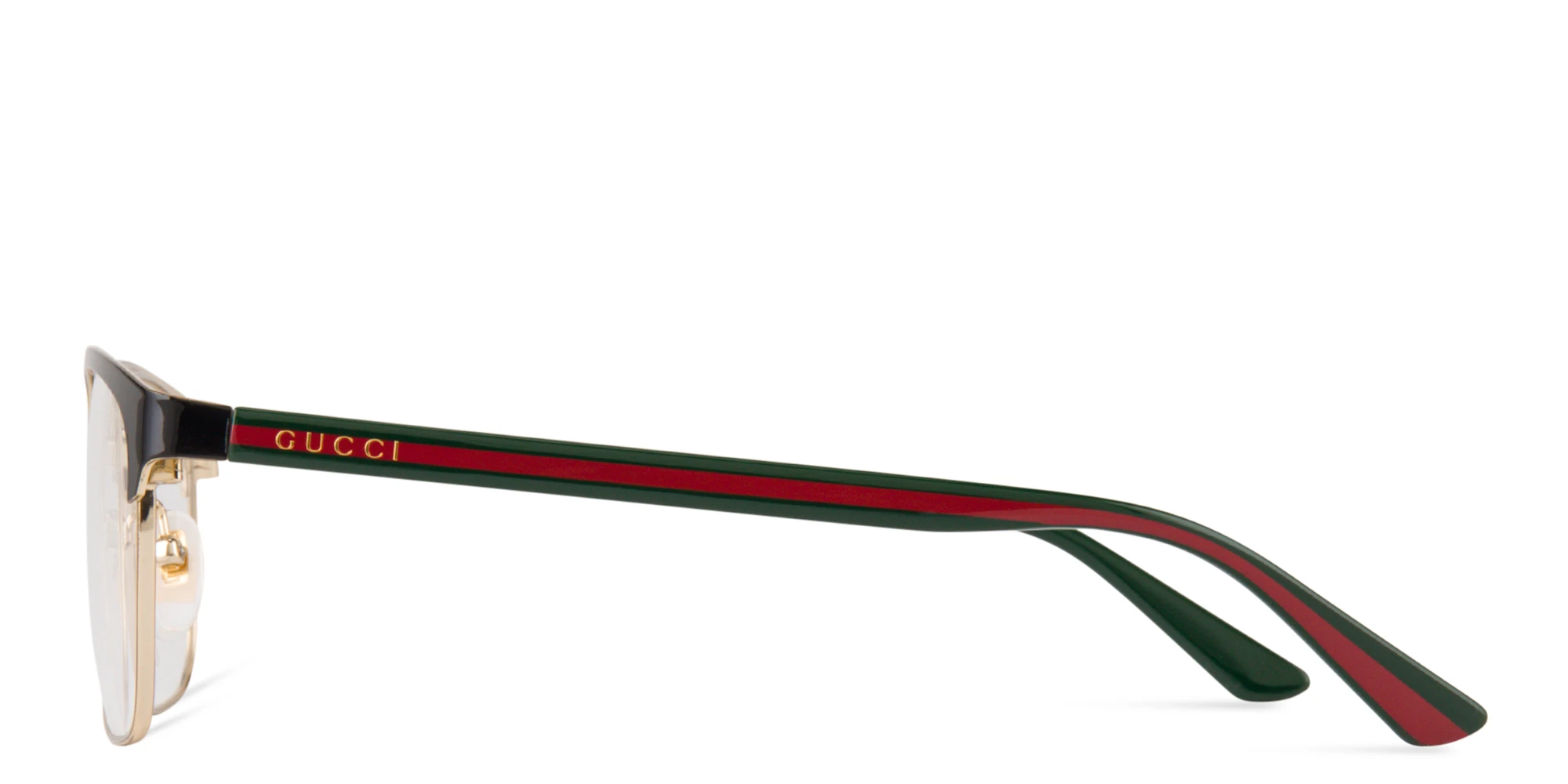Shop GUCCI Wide Rectangle Eyeglasses in Black online.