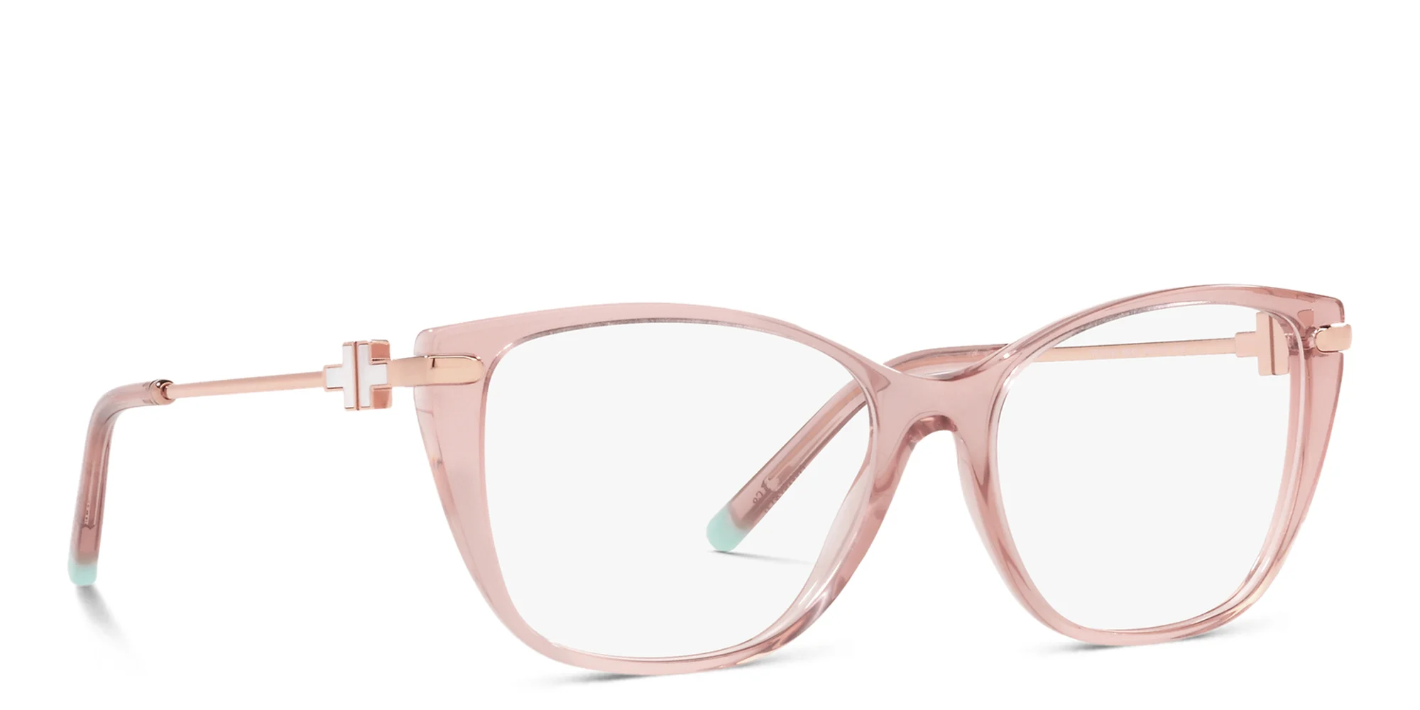 Shop TIFFANY Butterfly Eyeglasses in Peach Transparent online.