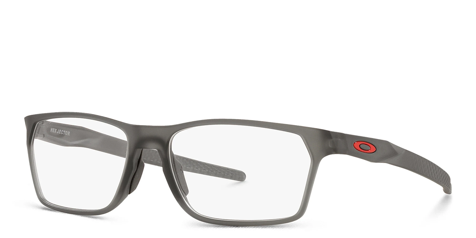 Shop Oakley Hex Jector Wide Rectangle Eyeglasses in Satin Grey Smoke online.