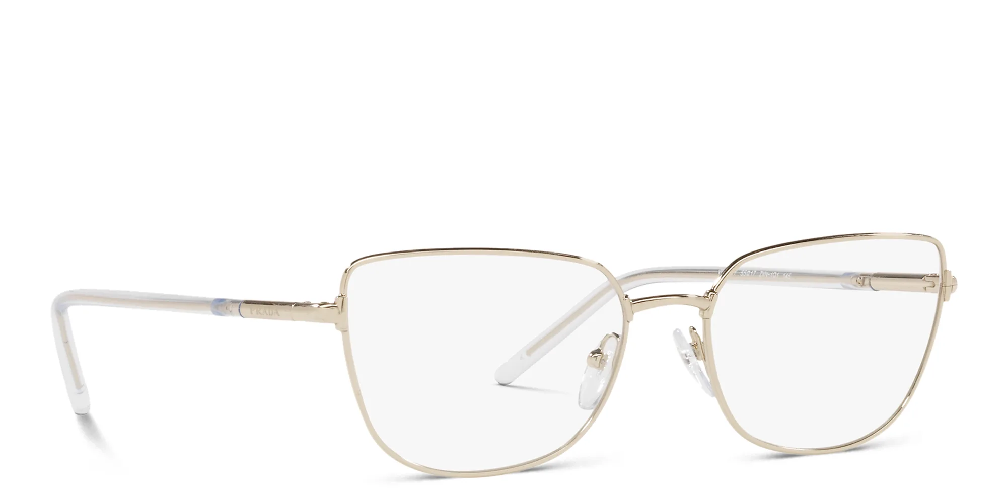 Shop PRADA Wide Cat Eye Eyeglasses in Pale Gold online.