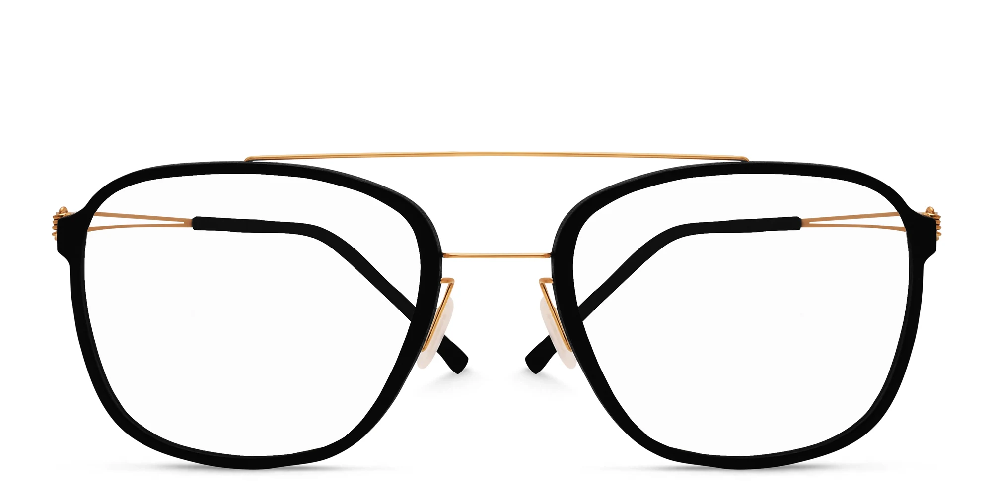 Shop MONOGRAM Unisex Square Eyeglasses in Black Gold online.