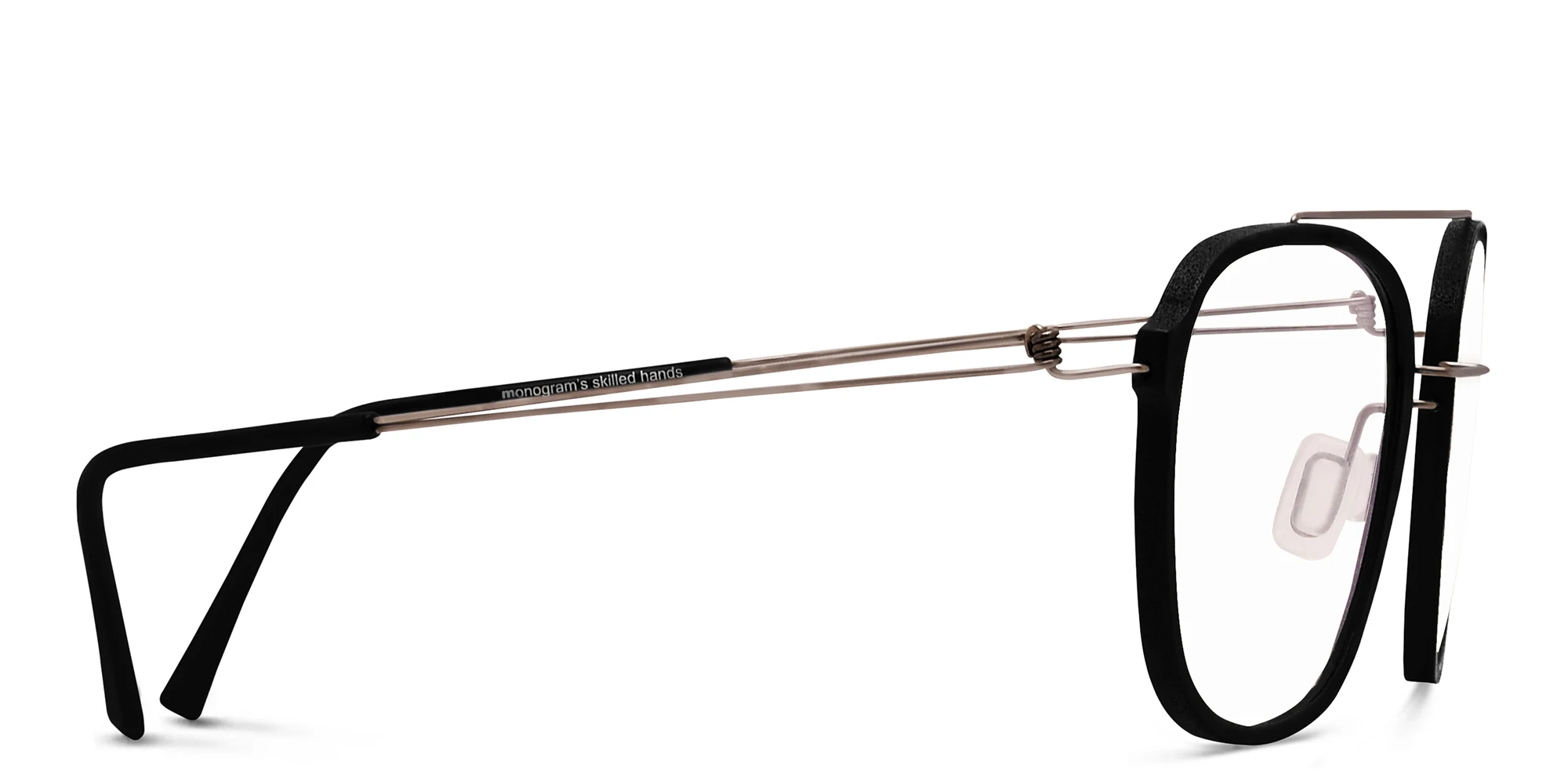 Shop MONOGRAM Unisex Square Eyeglasses in Black & Silver online.