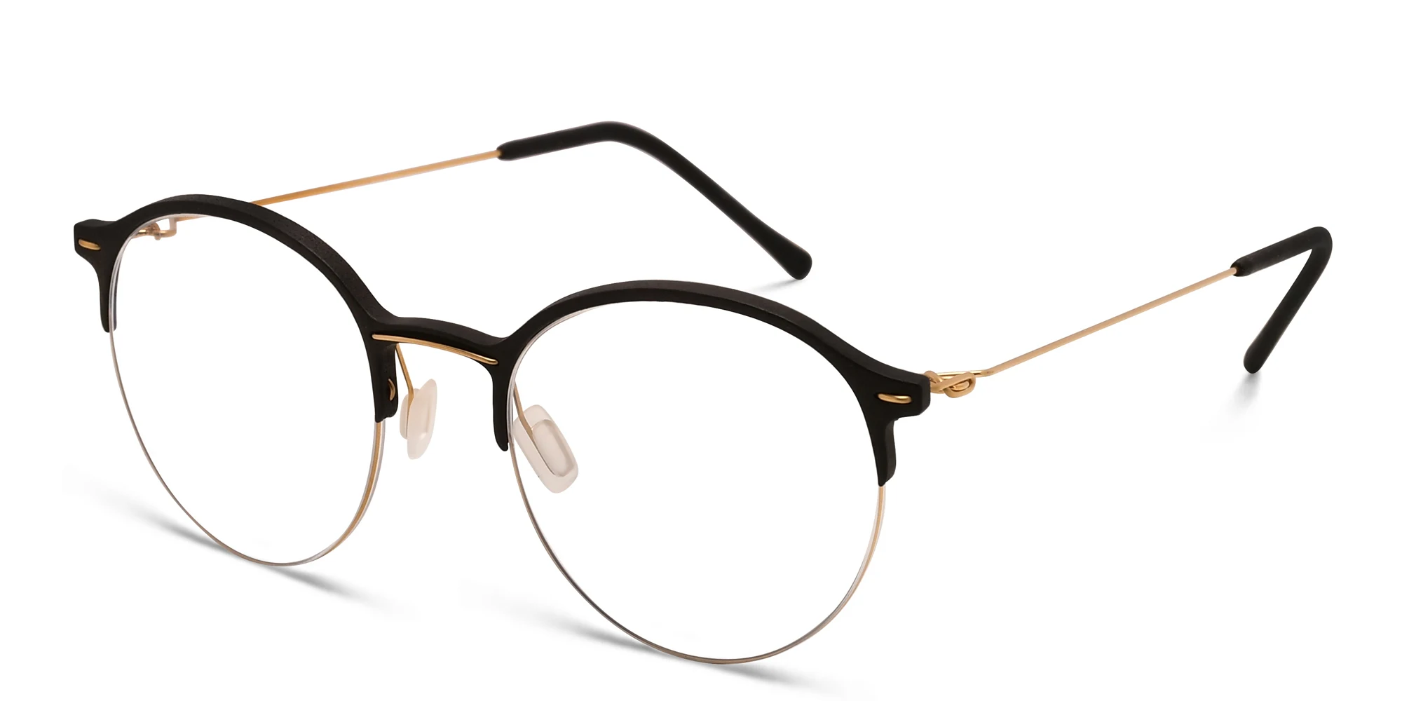 Shop MONOGRAM Unisex Half Rim Round Eyeglasses in Black online.